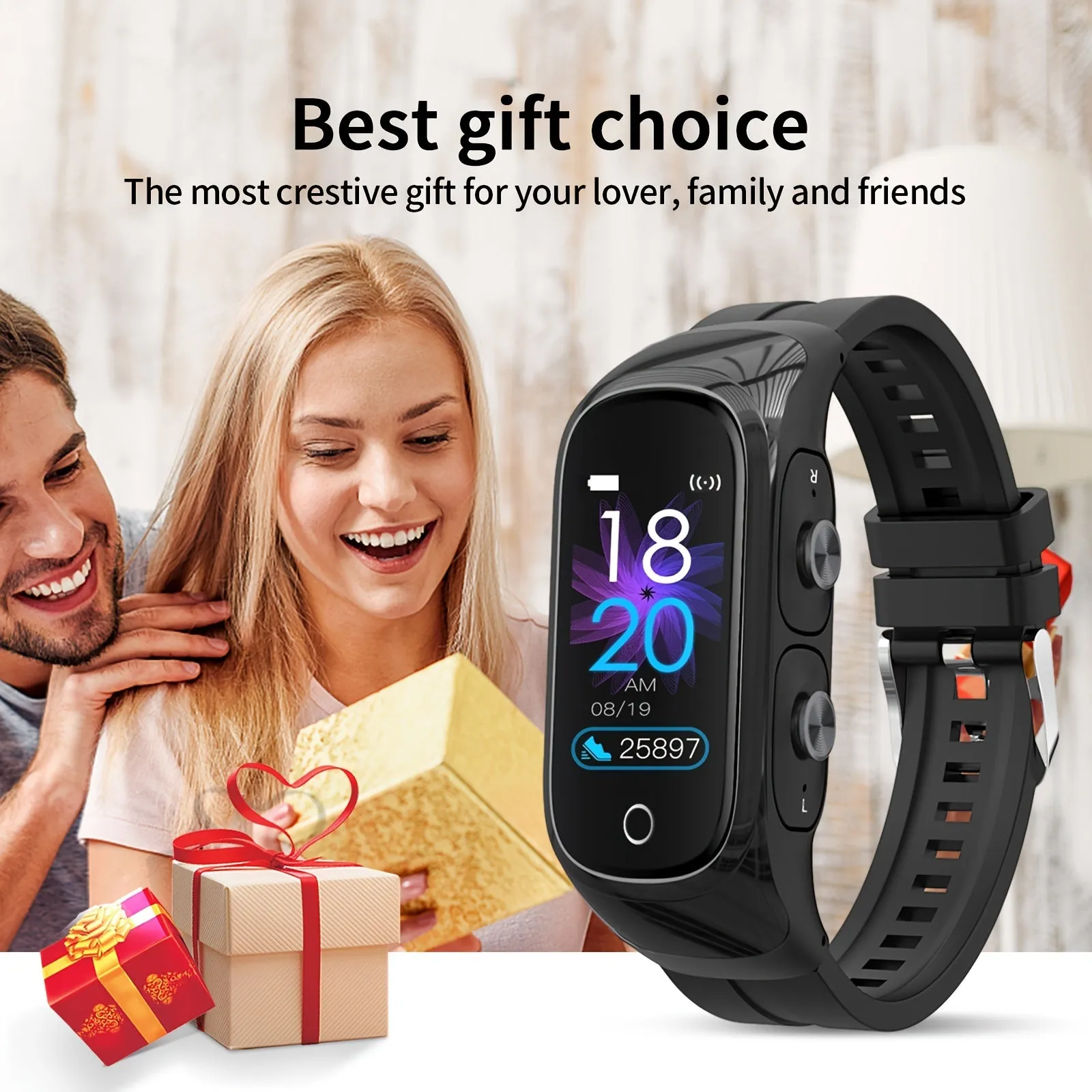 2 In 1 Smartwatch With Earbuds, Fitness Tracker for Women & Men