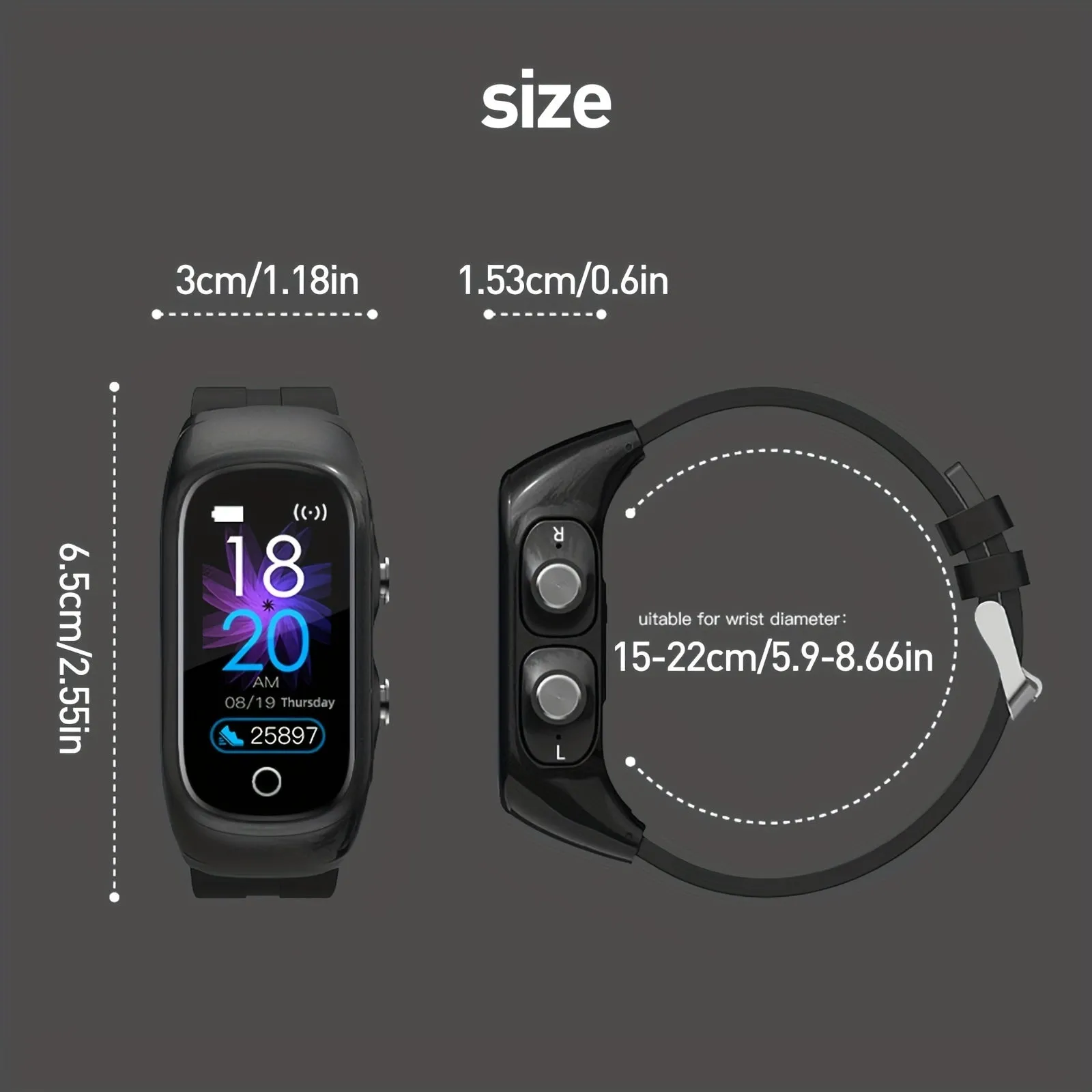 2 In 1 Smartwatch With Earbuds, Fitness Tracker for Women & Men