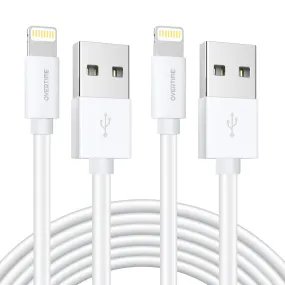 2-Pack: 4 Ft. White Overtime Apple MFi Certified Lightning USB Cable