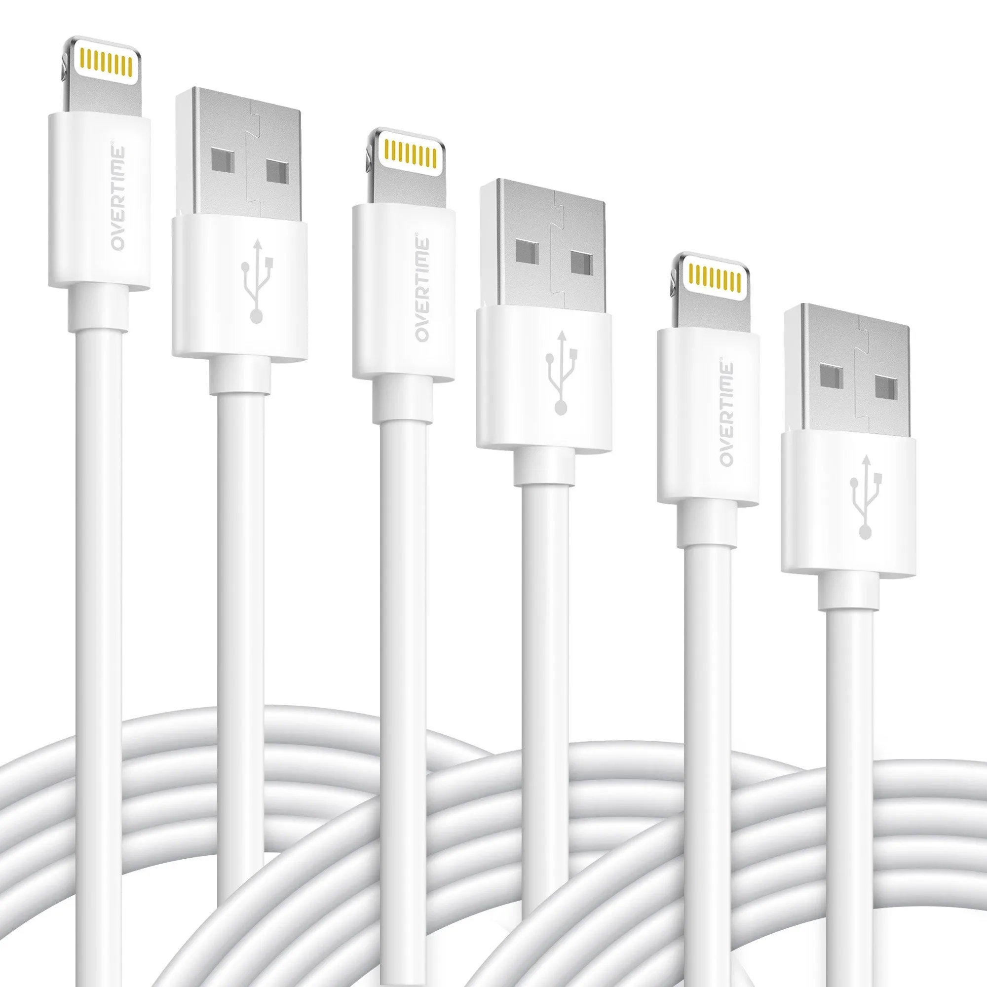 3-Pack: 4 Ft. Overtime Apple MFi Certified Lightning Cable