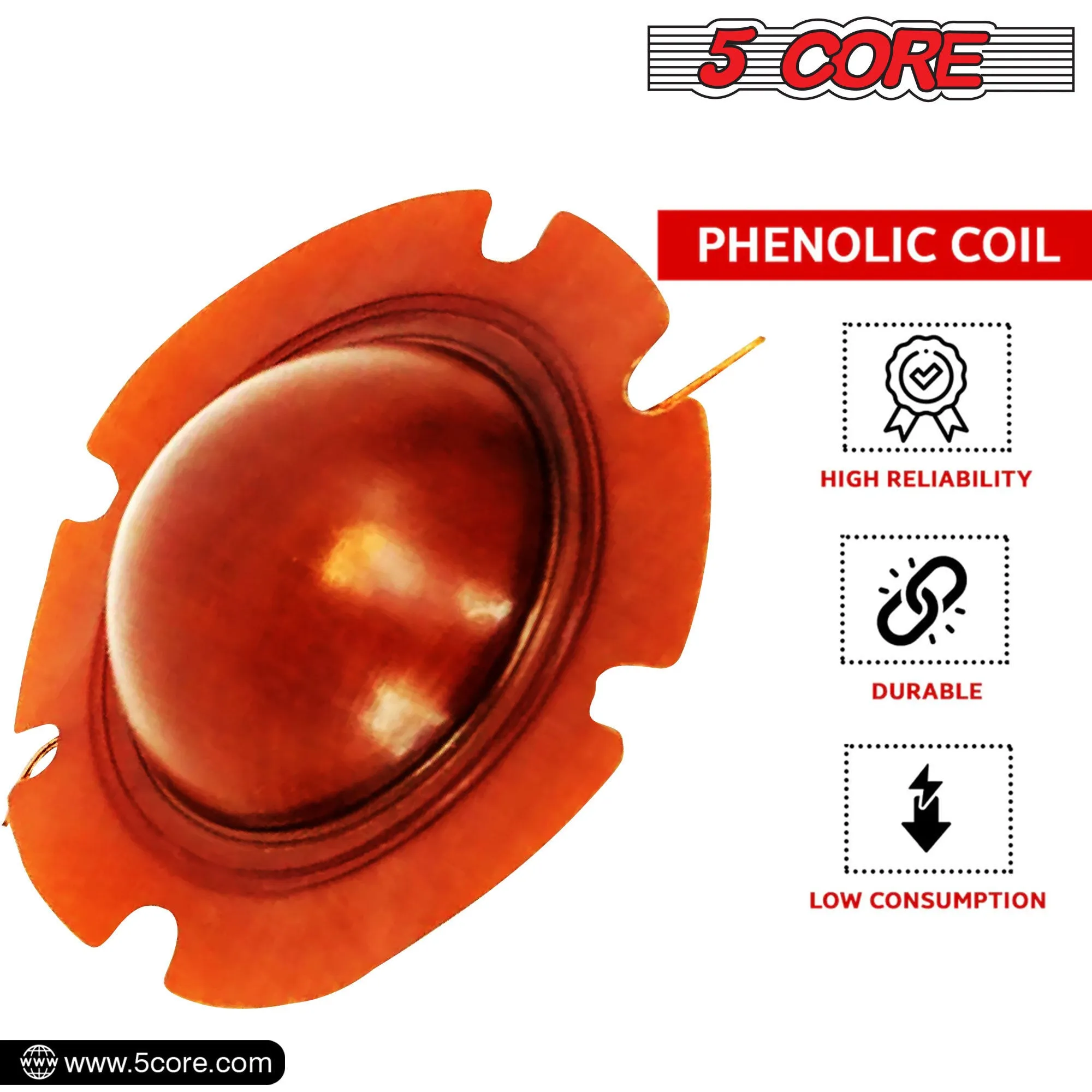 5 Core 2 Inch Universal Diaphragm Replacement 50 Pack Phenolic Voice Coil 51mm with Kapton Former Diameter Horn Compression Driver Great Sound Quality DIY High Pitch Horn Sound Voice Coil - DP1