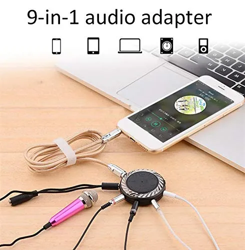 9 Way 3.5mm Stereo Audio Splitter Adapter Headset Headphone Earphone Hub with 20cm Aux Cable