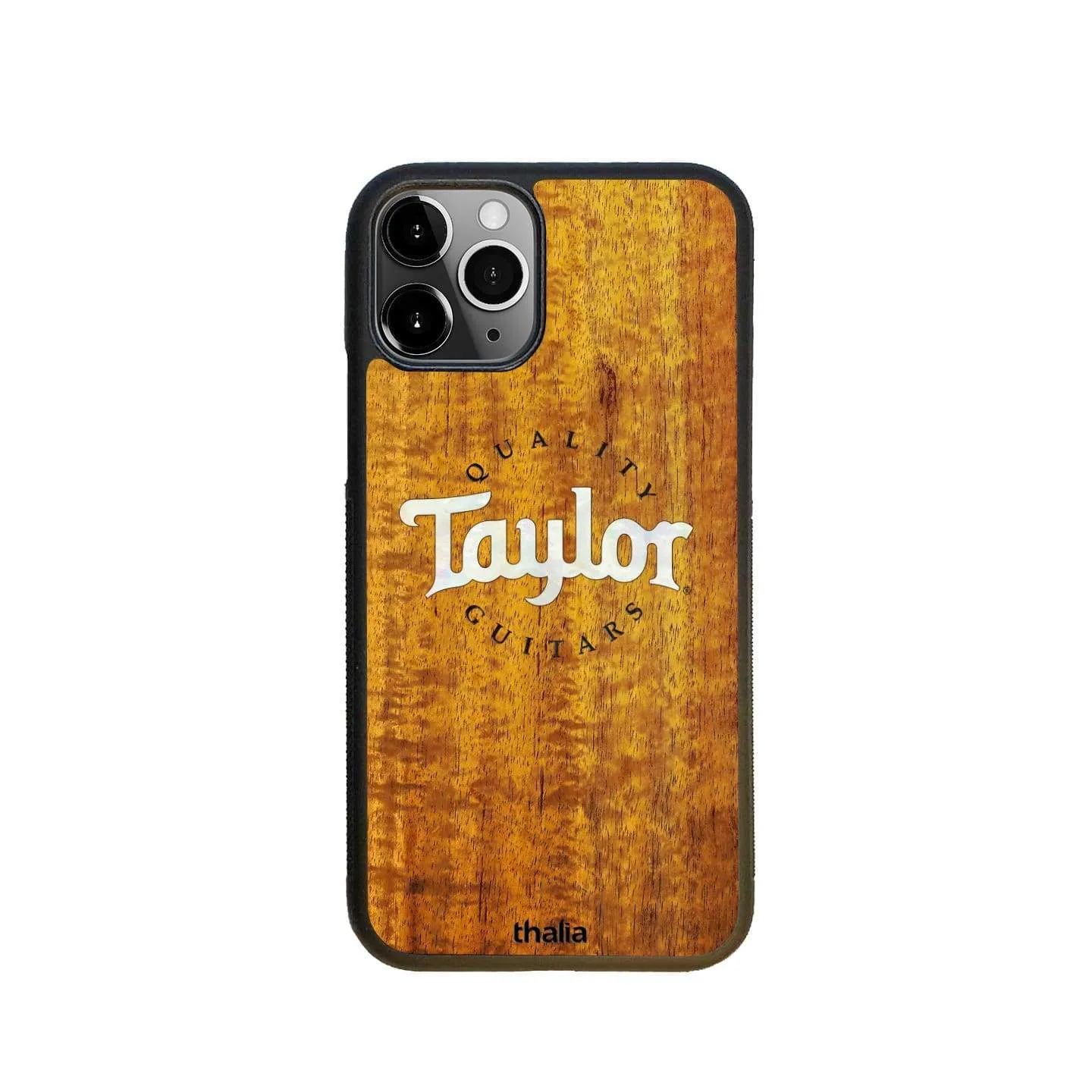 AAA Curly Hawaiian Koa & Taylor Pearl Logo | iPhone Case