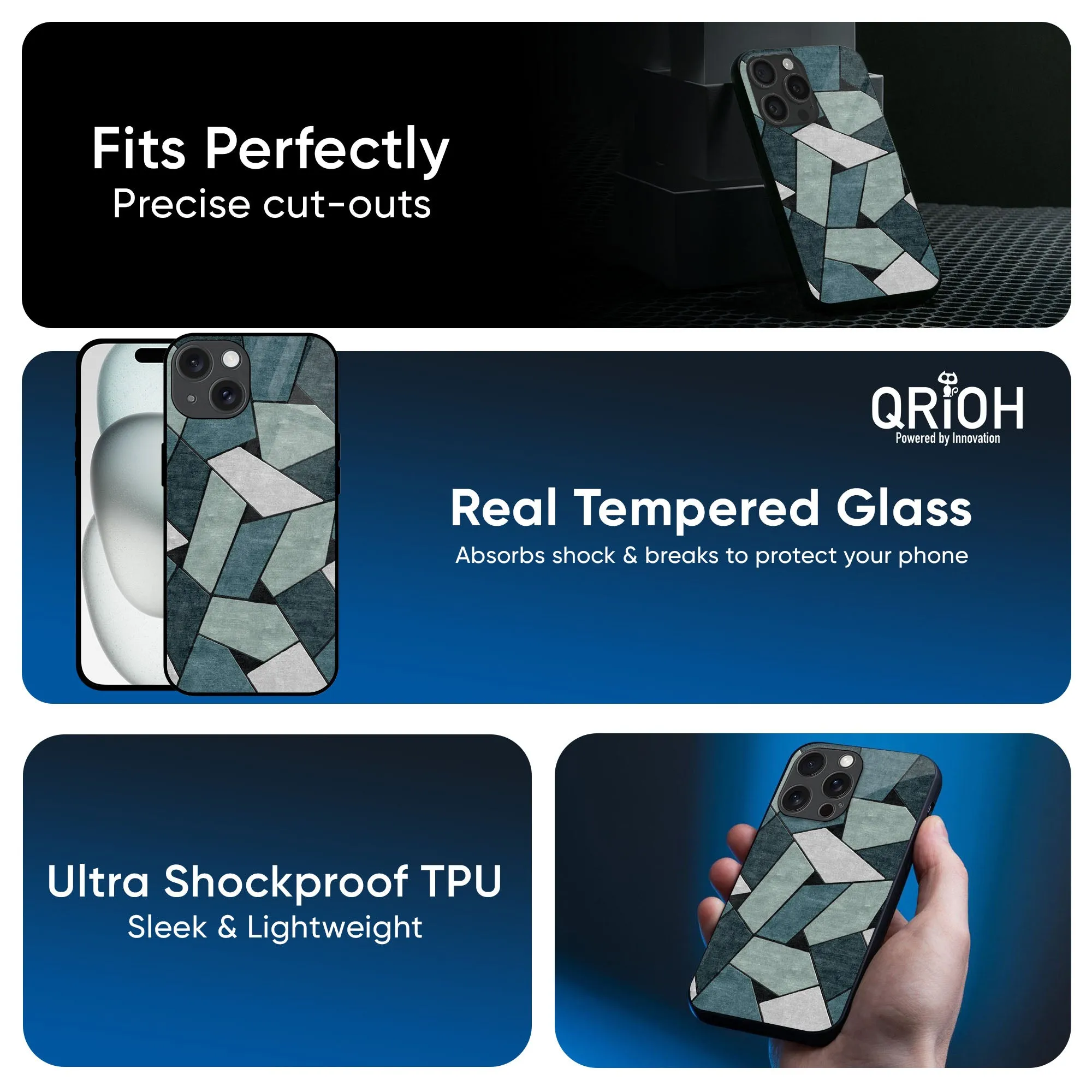 Abstact Tiles Glass Case for iPhone 16 Pro Max