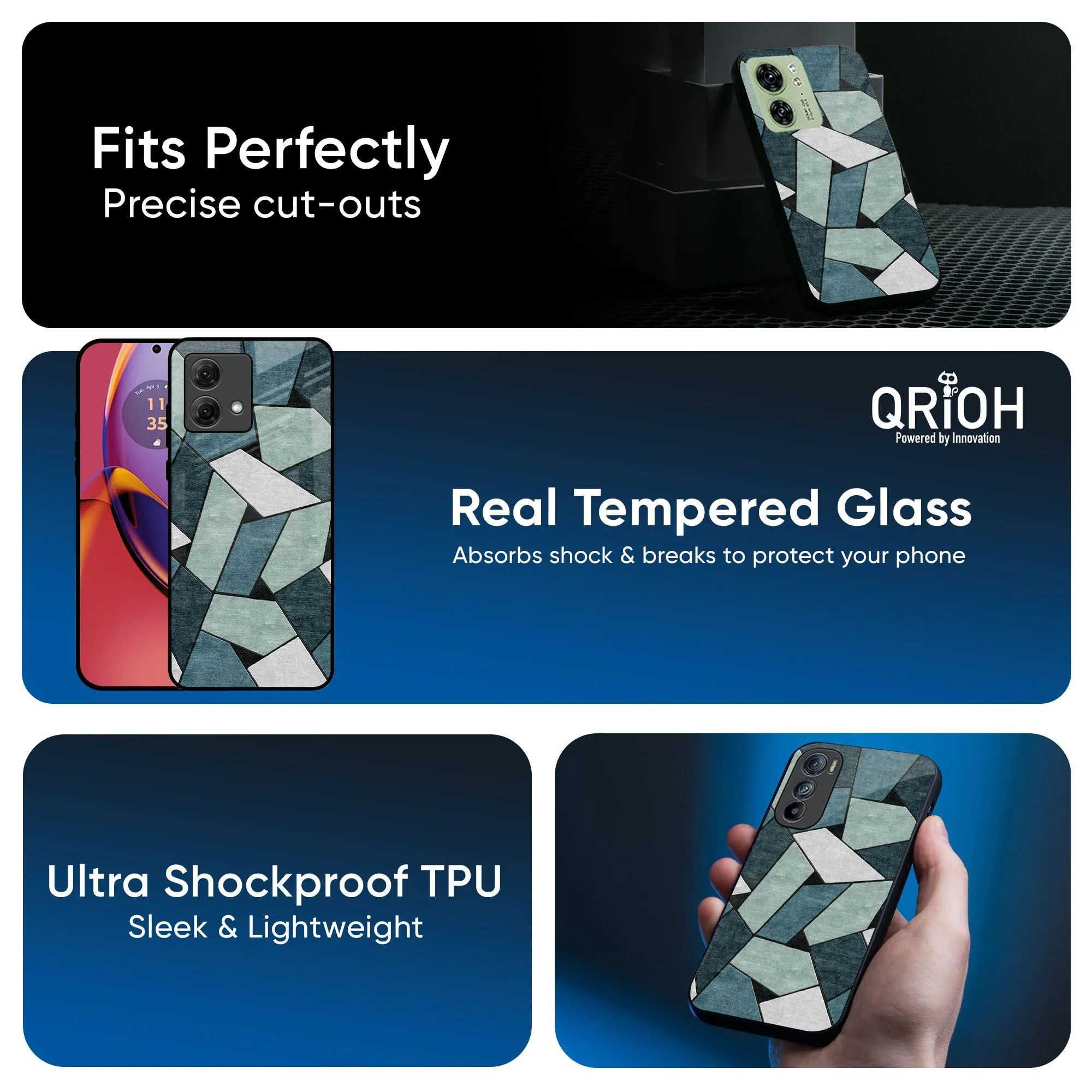 Abstact Tiles Glass Case for Motorola Edge 40 Neo