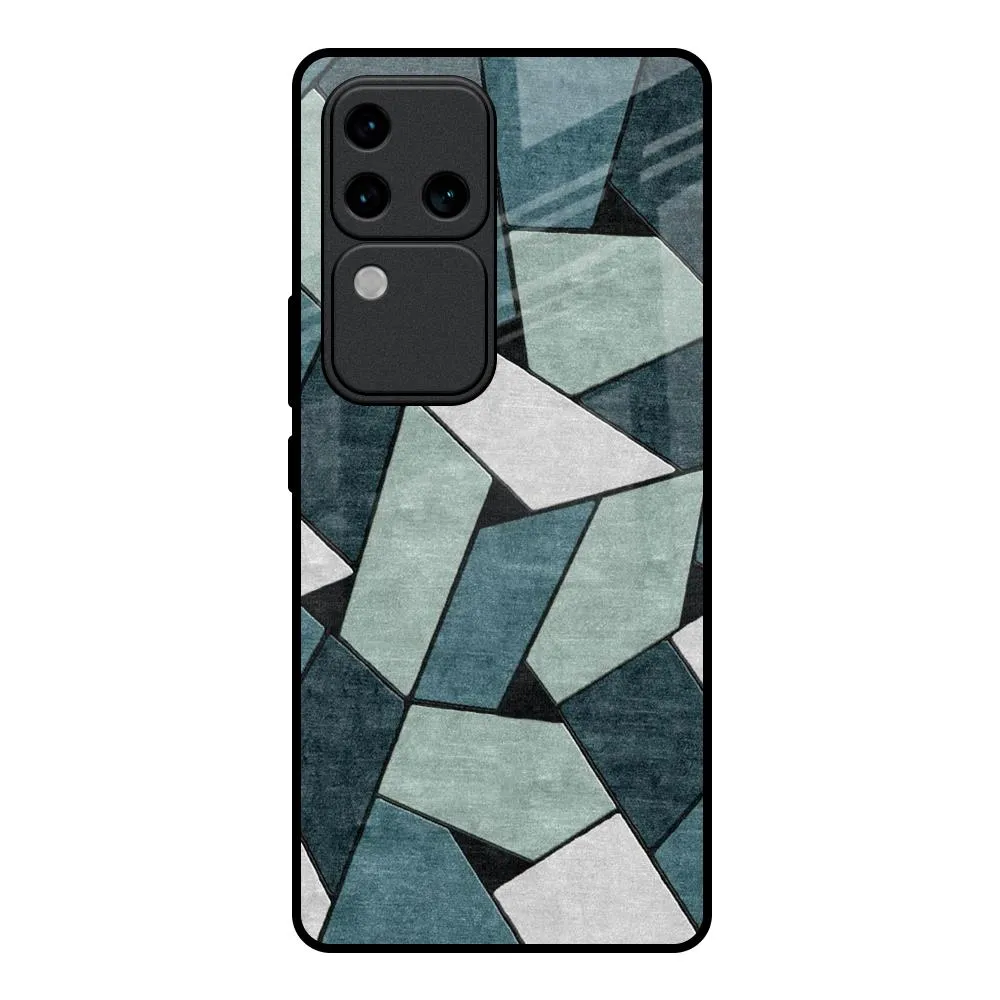 Abstact Tiles Glass Case for Vivo V30 Pro 5G