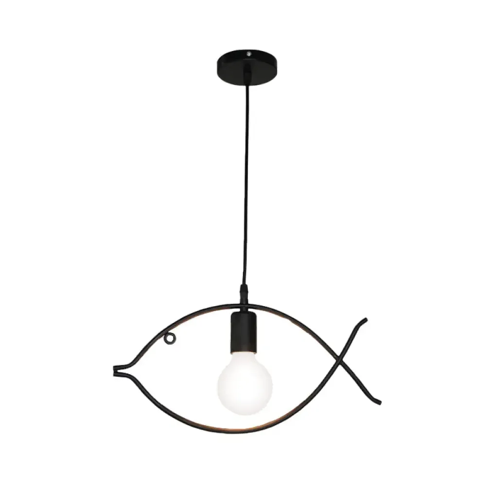 Adjustable Fish Metal Pendant Light for Kids Room Ceiling Fixture