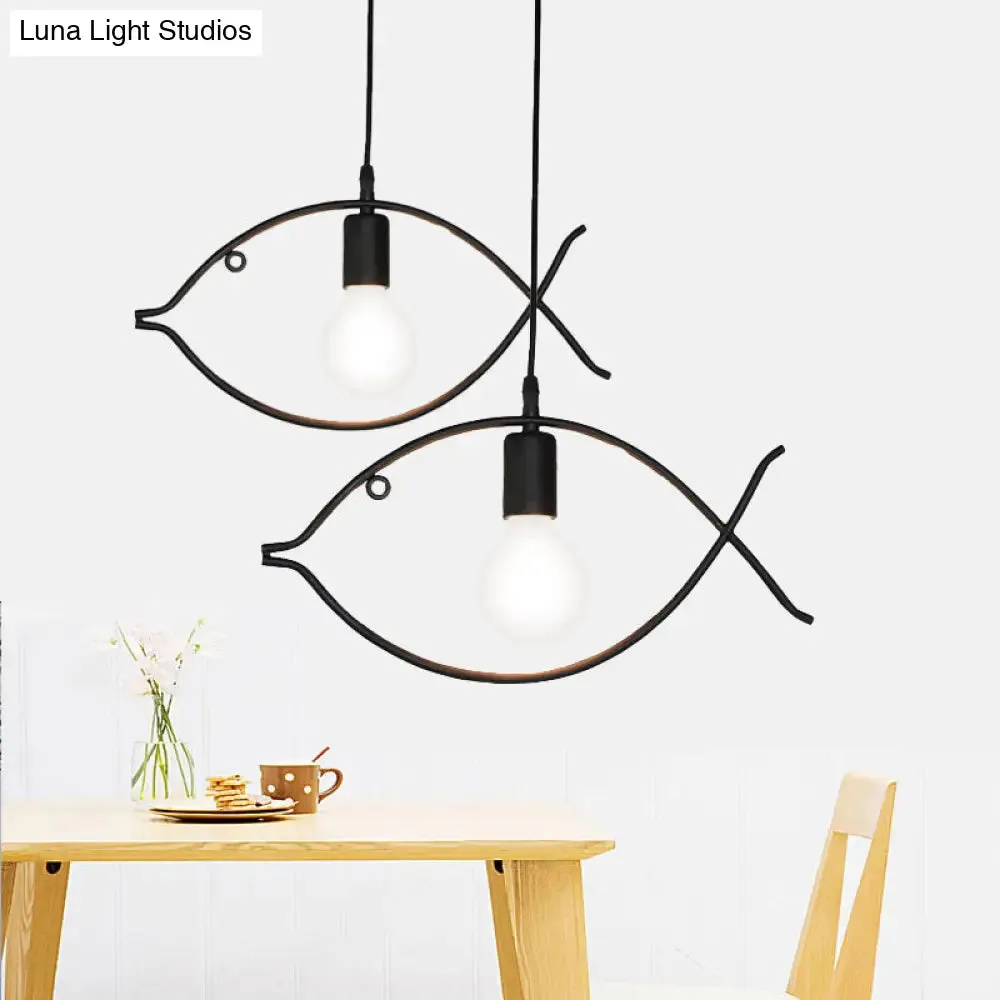 Adjustable Fish Metal Pendant Light for Kids Room Ceiling Fixture