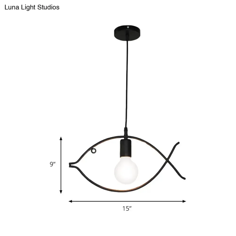 Adjustable Fish Metal Pendant Light for Kids Room Ceiling Fixture