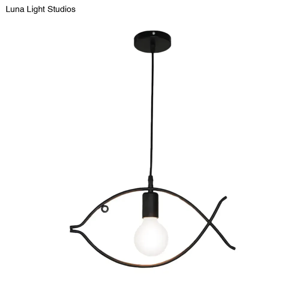 Adjustable Fish Metal Pendant Light for Kids Room Ceiling Fixture