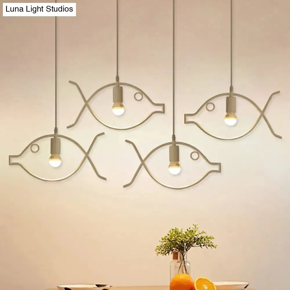 Adjustable Fish Metal Pendant Light for Kids Room Ceiling Fixture