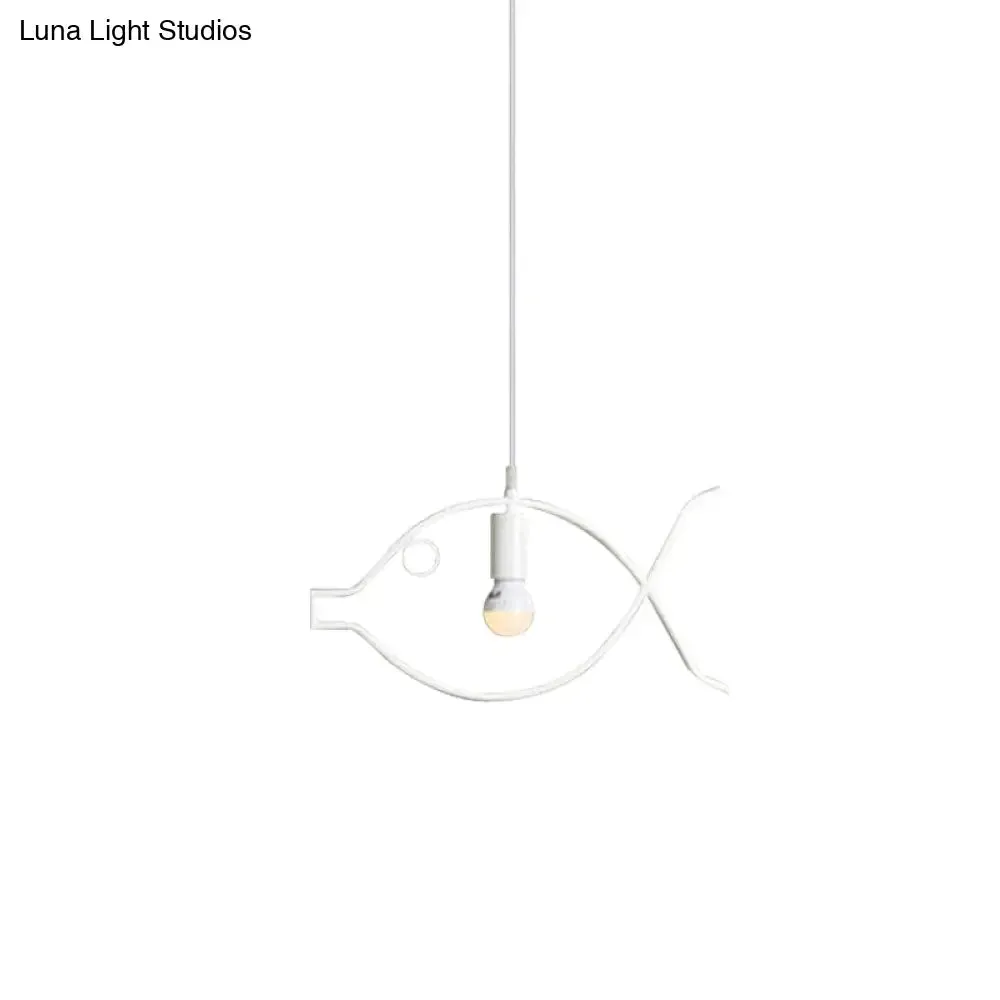 Adjustable Fish Metal Pendant Light for Kids Room Ceiling Fixture