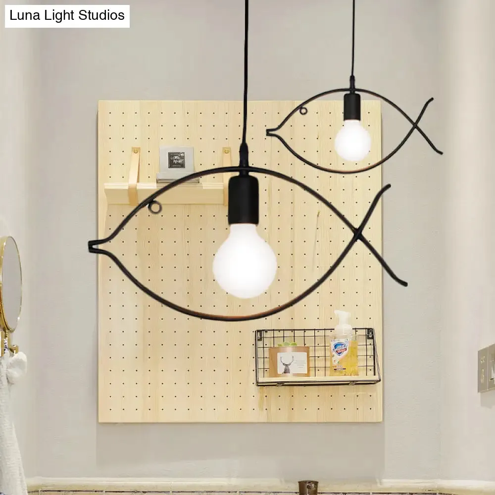 Adjustable Fish Metal Pendant Light for Kids Room Ceiling Fixture