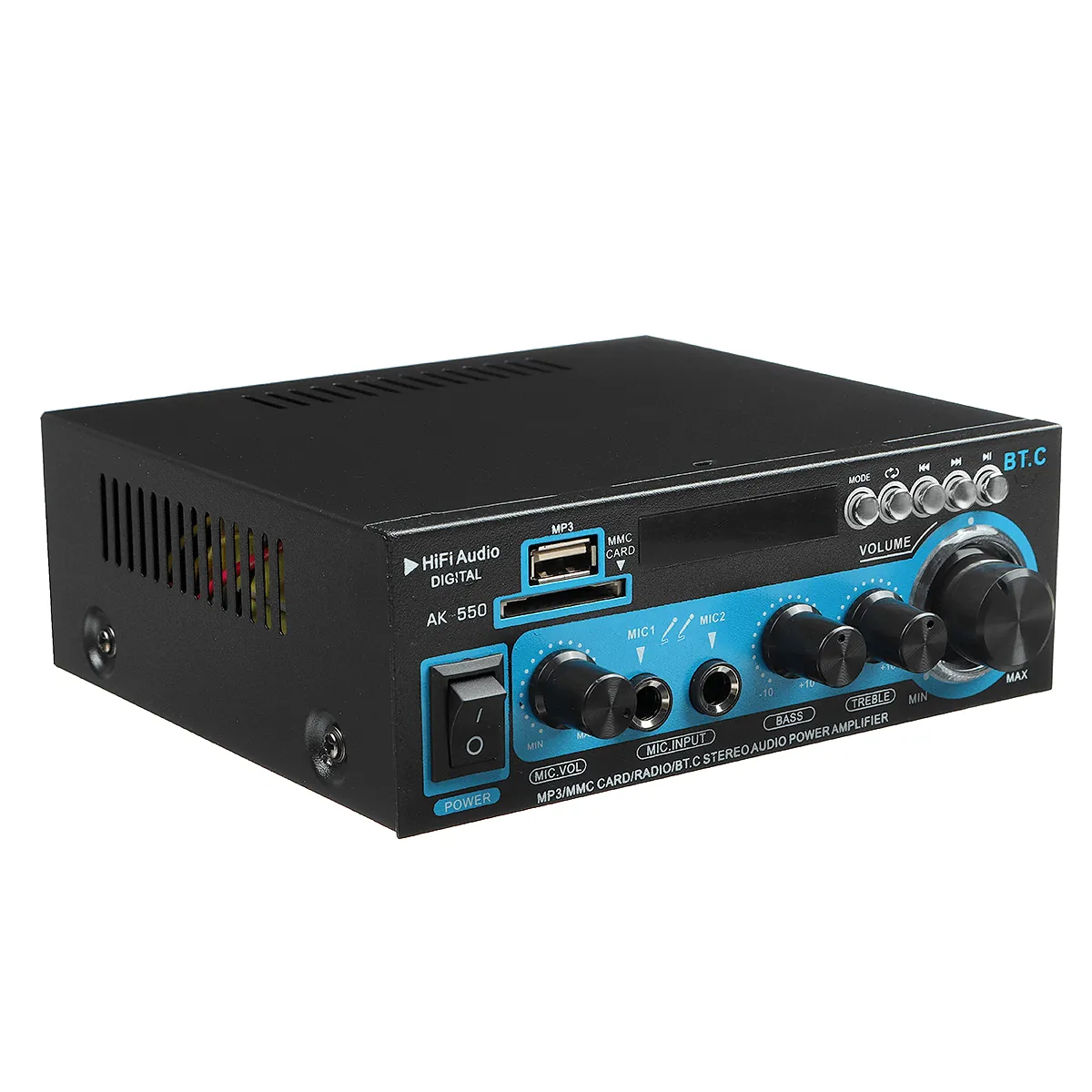 AK-550 Bluetooth Audio Stereo Mini Digital Amplifier USB FM SD Mic Home Theater Car AC 220V DC 12V Mini AMP