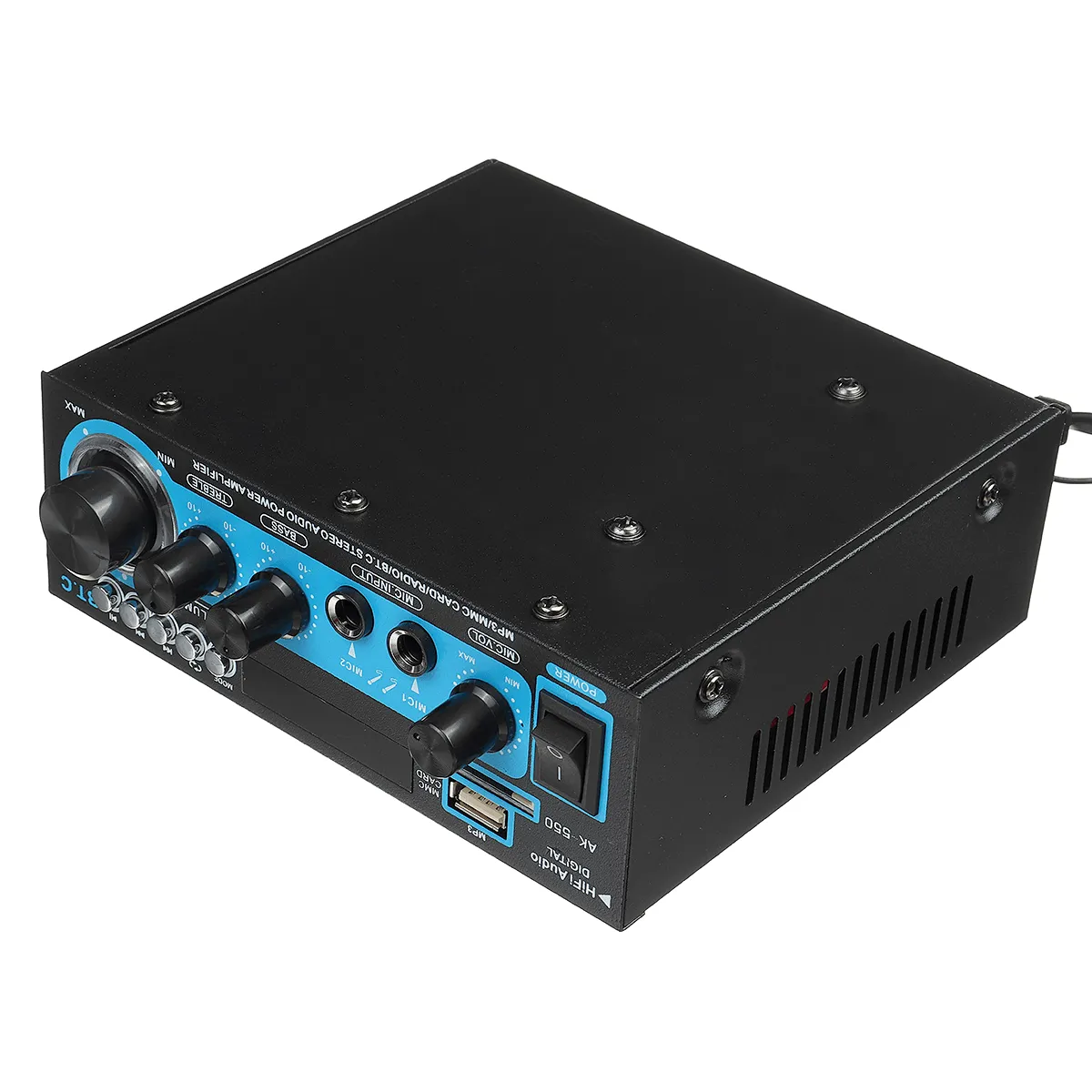 AK-550 Bluetooth Audio Stereo Mini Digital Amplifier USB FM SD Mic Home Theater Car AC 220V DC 12V Mini AMP