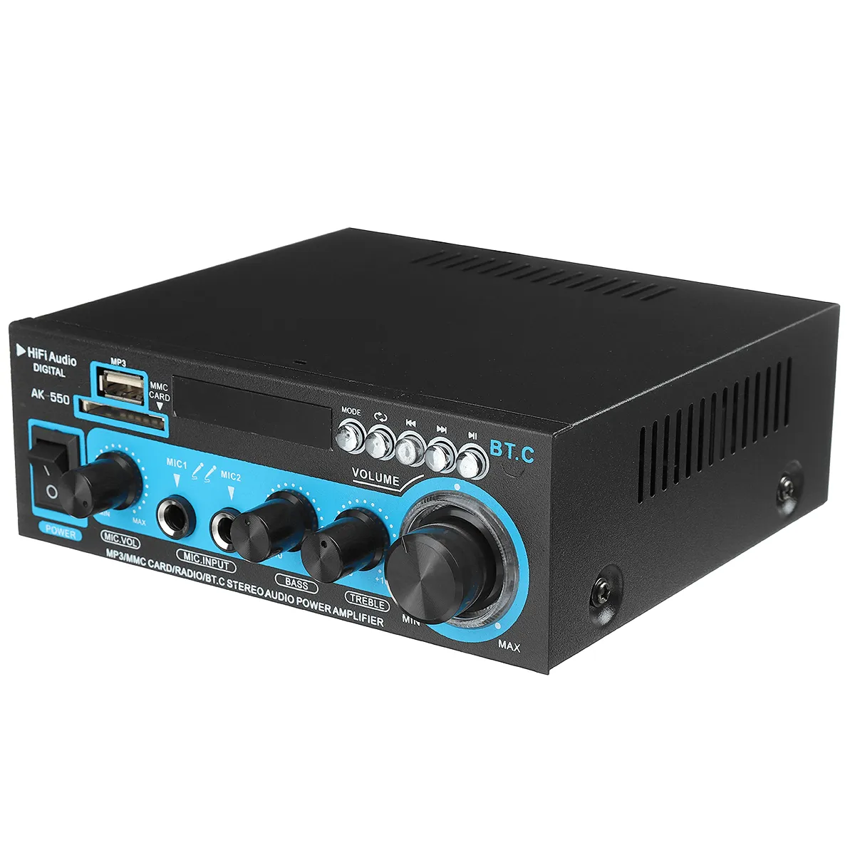 AK-550 Bluetooth Audio Stereo Mini Digital Amplifier USB FM SD Mic Home Theater Car AC 220V DC 12V Mini AMP