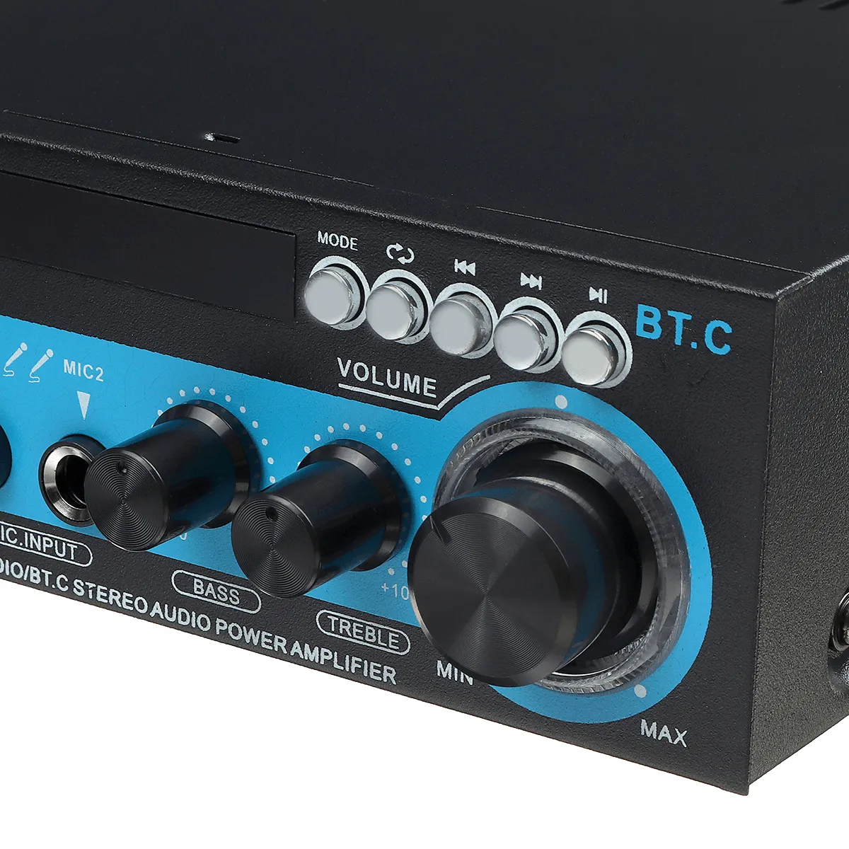 AK-550 Bluetooth Audio Stereo Mini Digital Amplifier USB FM SD Mic Home Theater Car AC 220V DC 12V Mini AMP