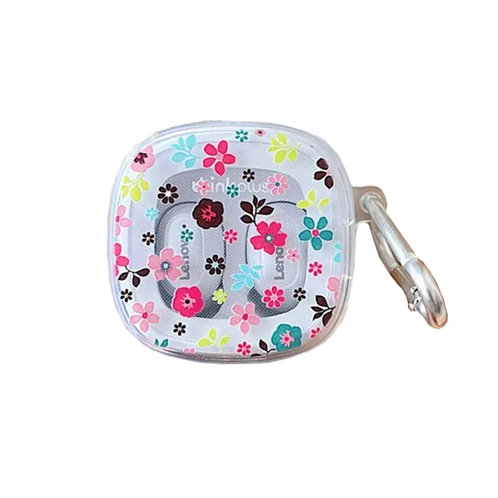 Anymob Earphone Case Colored Blooming Flower For Lenovo XT62 TWS Soft TPU Transparent Headset Protective Cover with Hook