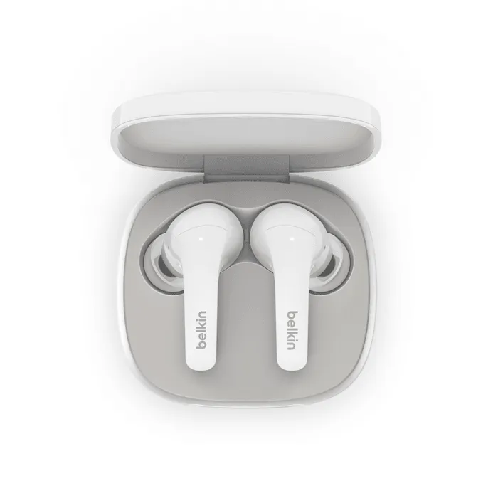 Belkin SOUNDFORM Flow ANC TWS Earbuds Clear Sound & Comfort - White & Black