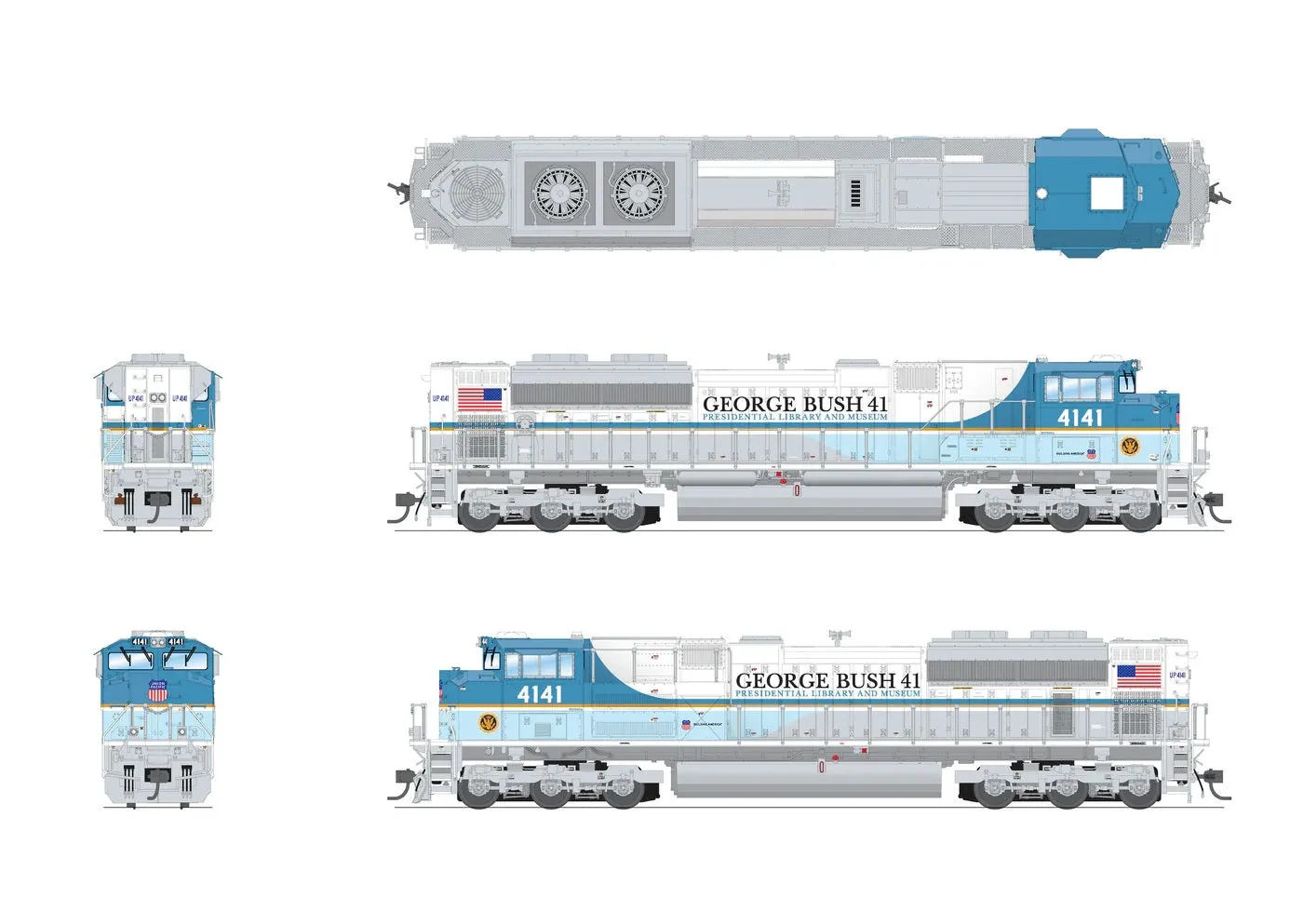 Broadway Limited 6307 N Scale Broadway Limited #4141 "George Bush" Funeral Version EMD SD70ACe Paragon3 DC/DCC