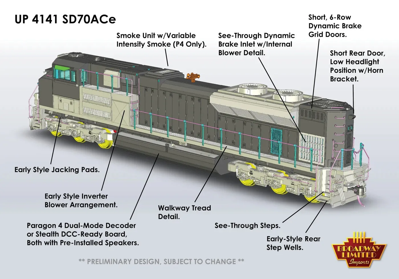 Broadway Limited 6307 N Scale Broadway Limited #4141 "George Bush" Funeral Version EMD SD70ACe Paragon3 DC/DCC