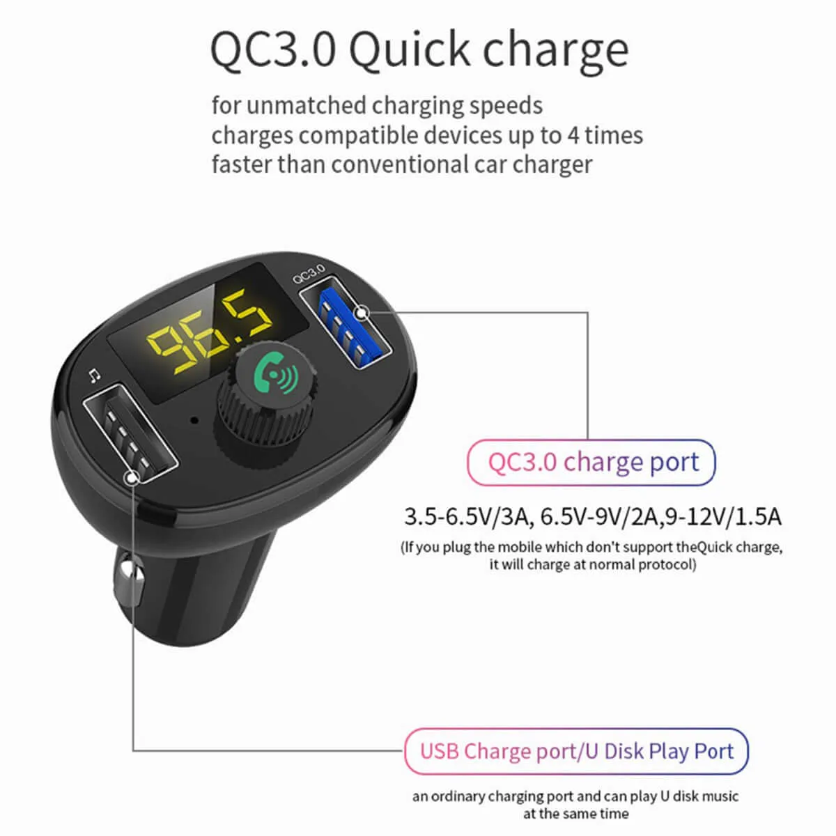 Car Bluetooth Receiver Wireless Radio Adapter Hands-Free Car Kit