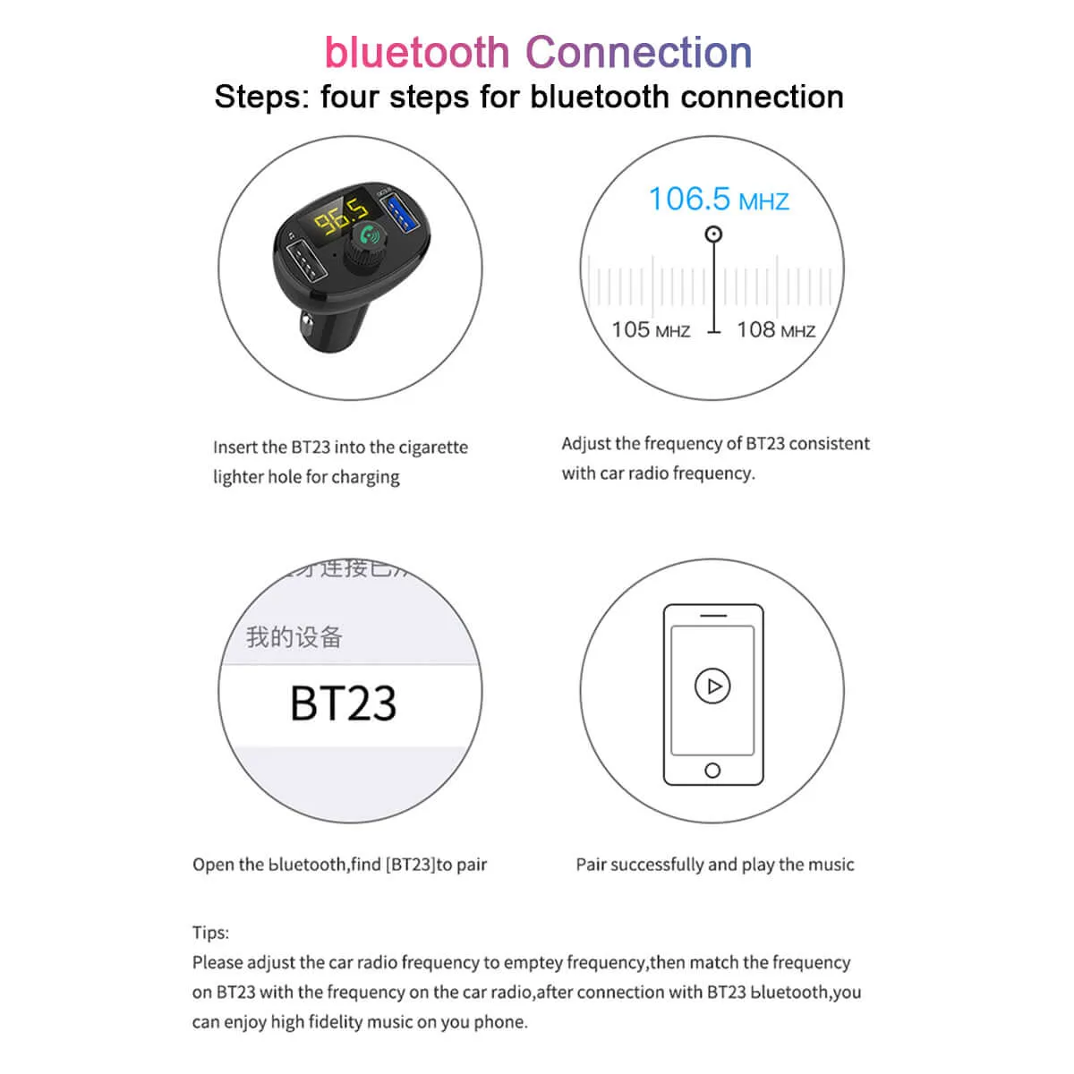 Car Bluetooth Receiver Wireless Radio Adapter Hands-Free Car Kit