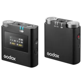 [CLEARANCE] Godox Virso S M1 Single and M2 Double Omnidirectional Wireless Dual-Channel Lavalier Microphone System with Hot Shoe Mount, 3.5mm TRS AUX and USB-C Ports, and up to 200m Max Range and 17H Max Battery for Sony Cameras