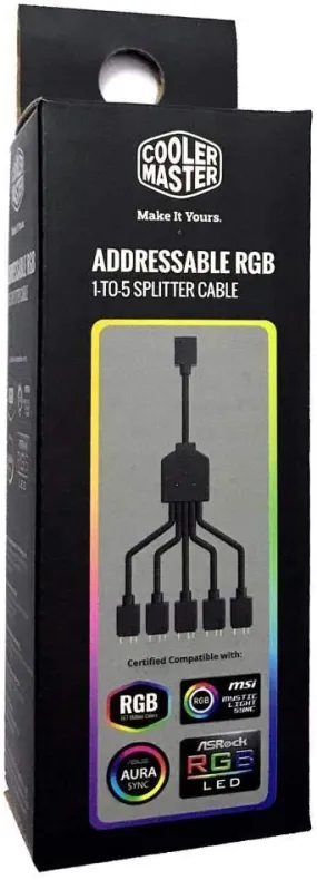 Cooler Master 1-to-5 ARGB Splitter Cable / 5V - Support 3-pin Addressable RGB - LED Sync Cable for MasterFan/MasterLiquid ARGB Series Support(ARGB 1-to-5 Splitter)