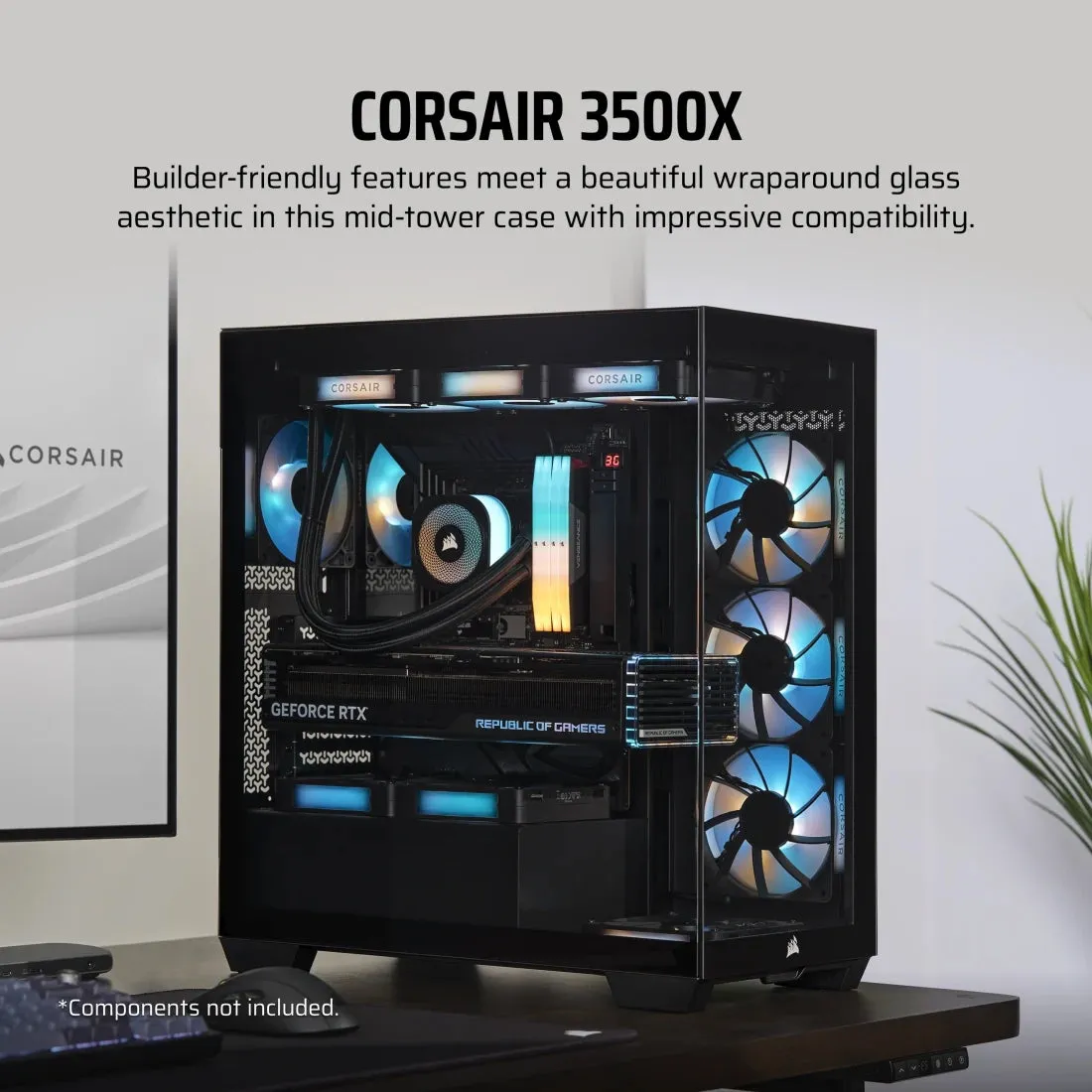 Corsair 3500X | Tempered Glass Micro Case (White/Black)
