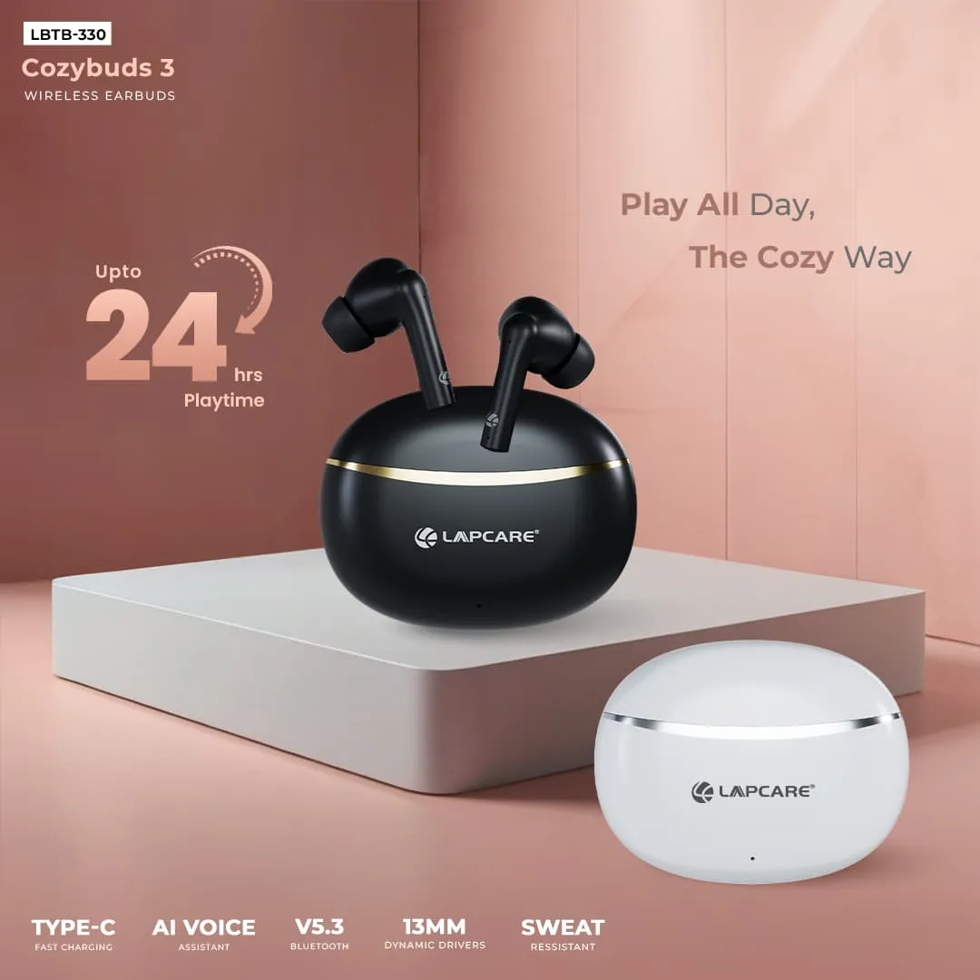 Cozybuds 3 Wireless Earbuds With AI Voice Assistant & 13mm Drivers White
