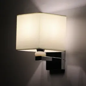 Cubic Nordic Wall Sconce: Beige/White/Flaxen Fabric, 1-Light Fixture for Dining Room