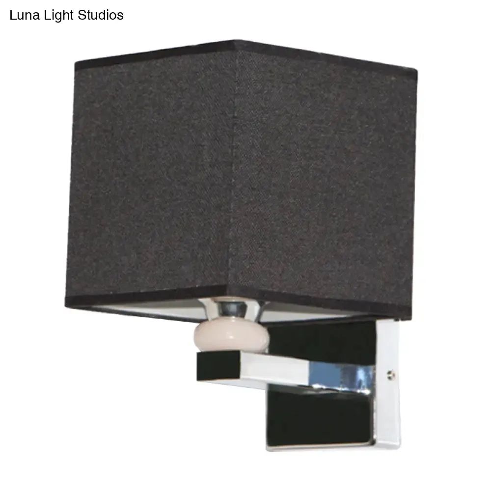 Cubic Nordic Wall Sconce: Beige/White/Flaxen Fabric, 1-Light Fixture for Dining Room