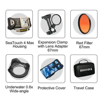 Divevolk SeaTouch 4 Max or 4 Max Plus Touchscreen Underwater Housing