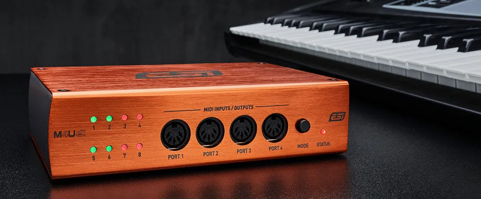 ESI Audio M4U eX - 8-port USB 3.0 MIDI interface with USB hub - Black/Orange