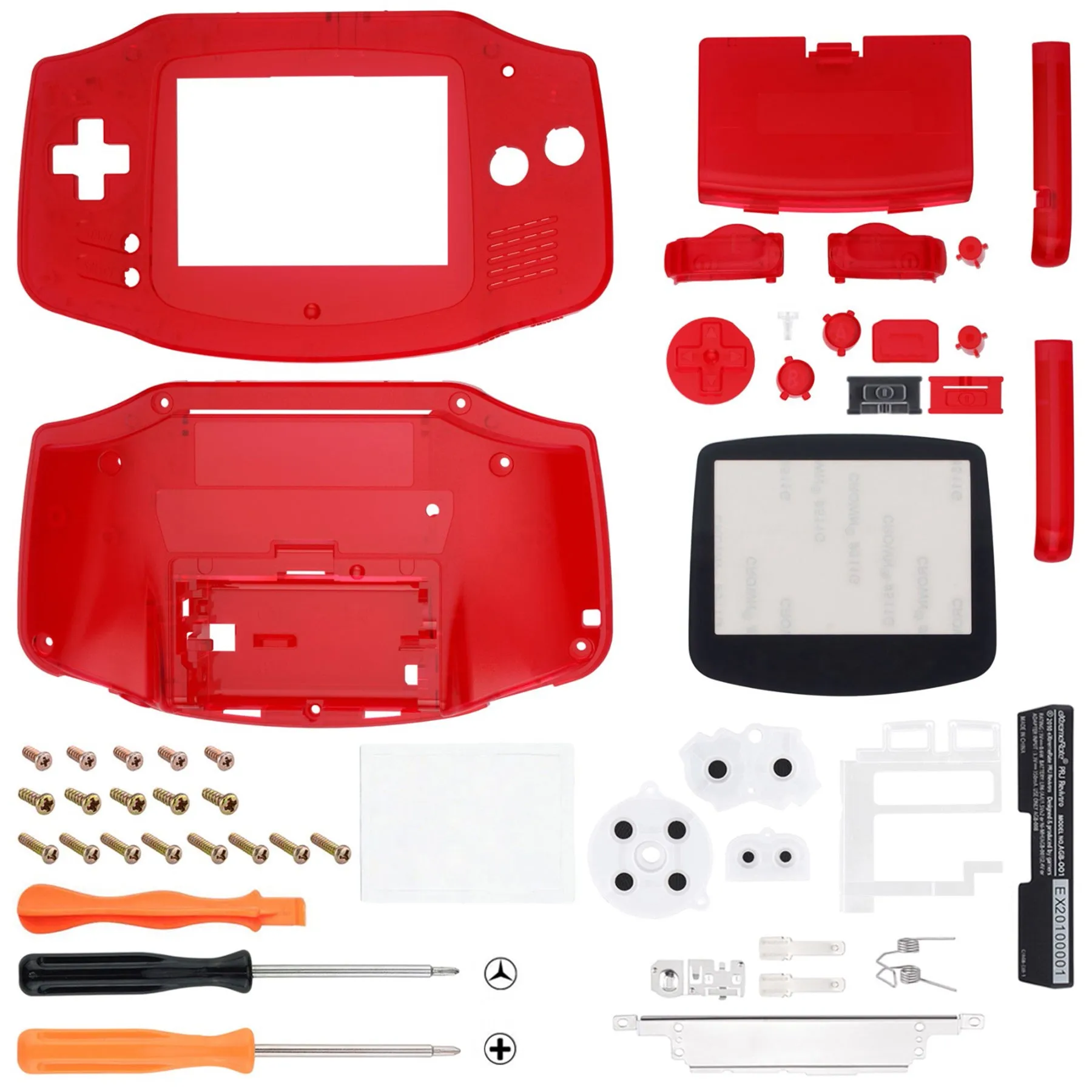 eXtremeRate IPS Ready Upgraded Clear Red GBA Replacement Shell Full Housing Cover Buttons for Gameboy Advance – Compatible with Both IPS & Standard LCD – Console & IPS Screen NOT Included - TAGM5002