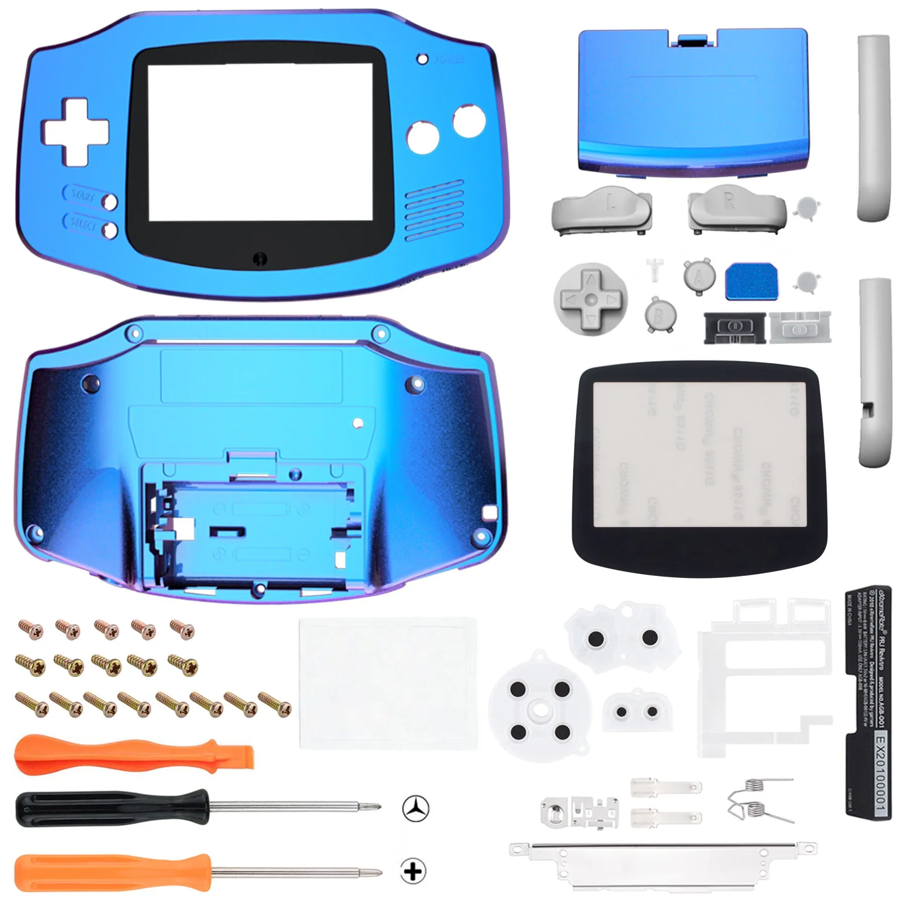 eXtremeRate IPS Ready Upgraded eXtremeRate Chameleon Purple Blue GBA Replacement Shell Full Housing Cover Buttons for Gameboy Advance – Compatible with Both IPS & Standard LCD – Console & IPS Screen NOT Included - TAGP3001