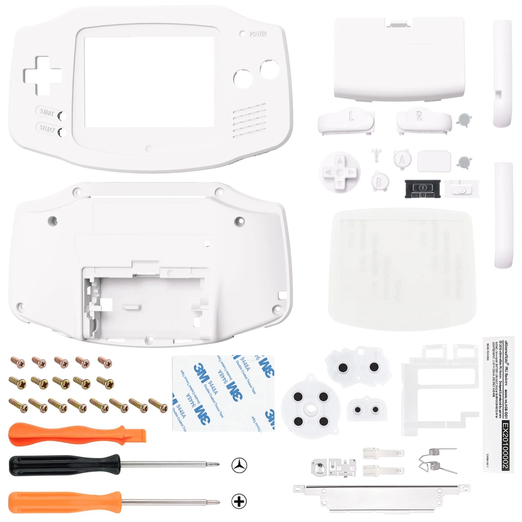 eXtremeRate IPS Ready Upgraded White GBA Replacement Shell Full Housing Cover Buttons for Gameboy Advance – Compatible with Both IPS & Standard LCD – Console & IPS Screen NOT Included - TAGP3014