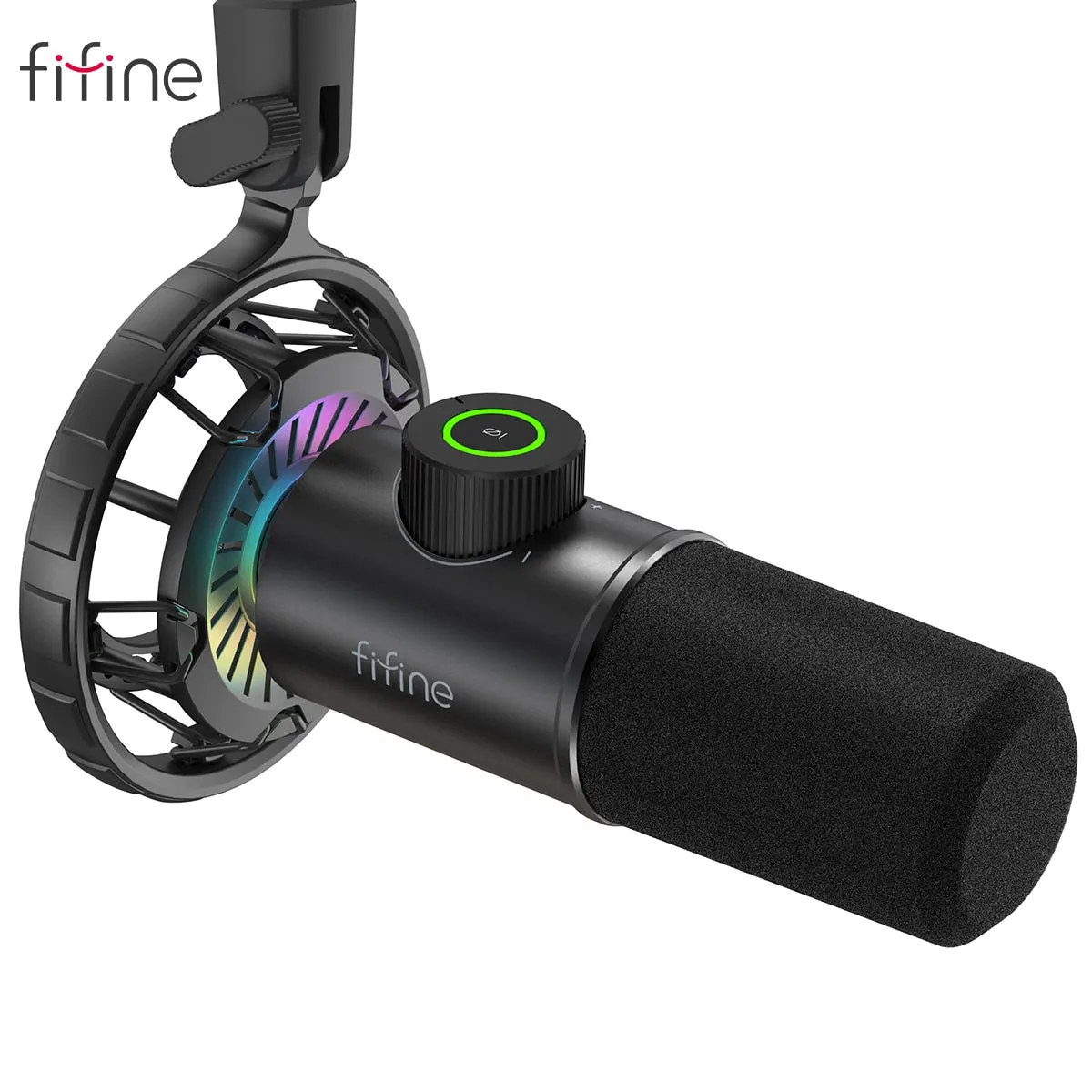 FIFINE Dynamic Microphone for windows&amp;laptop,USB Mic for Gaming with Tap-to-Mute Button/RGB Light/Headphone Jack -K658