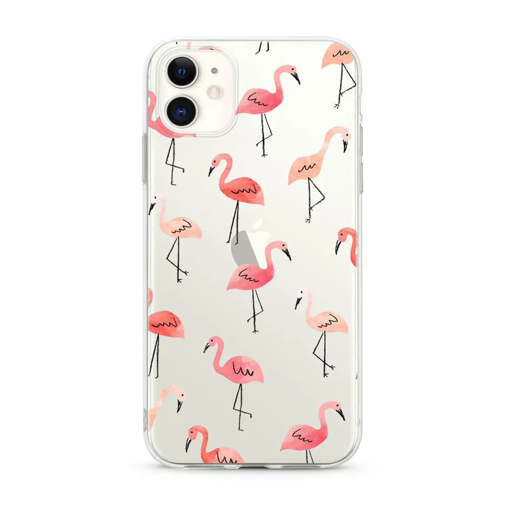 Flamingo Feast Transparent Clear iPhone Case