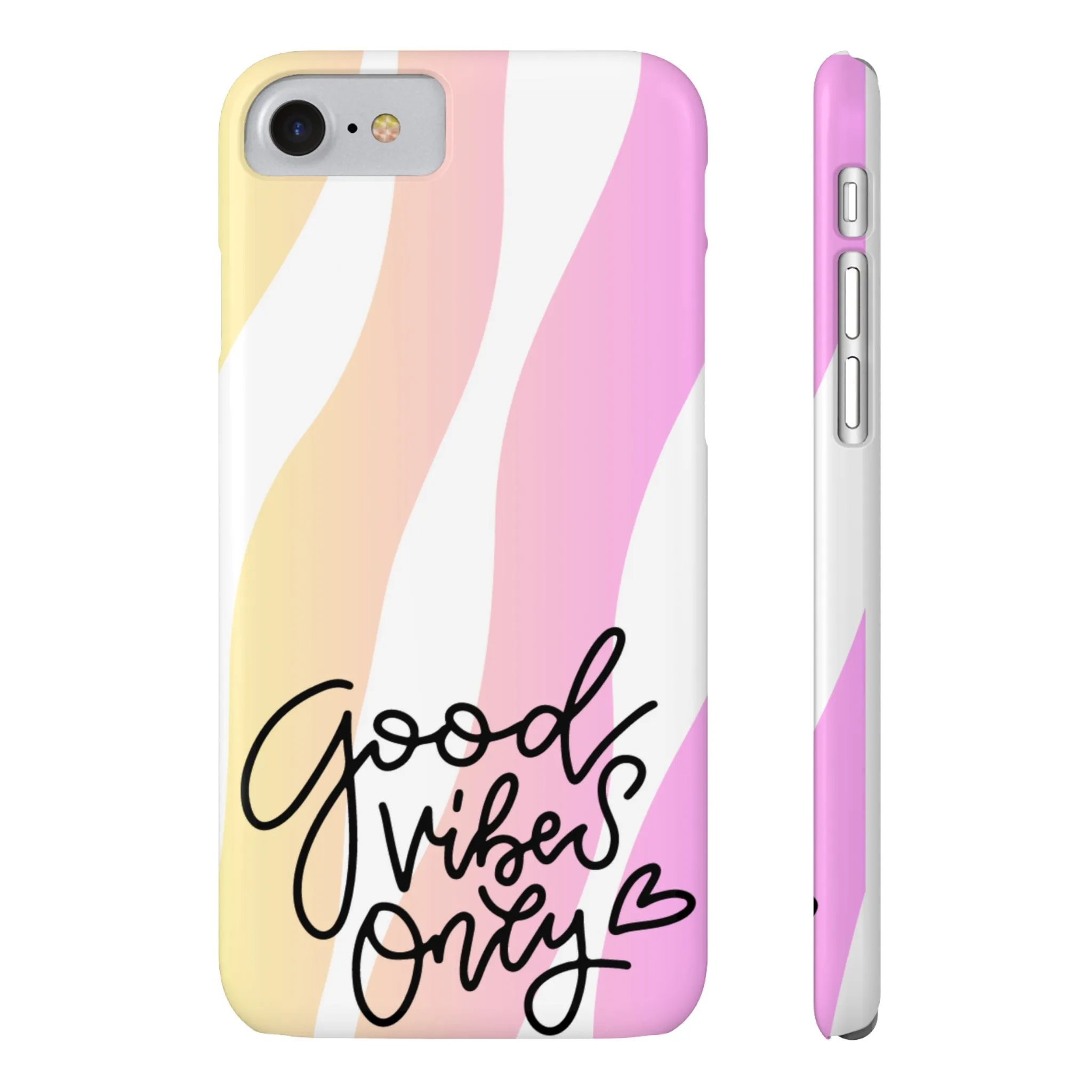 Good Vibes Only Pink Zebra iPhone Case - Stylish and Positive Protective Cover