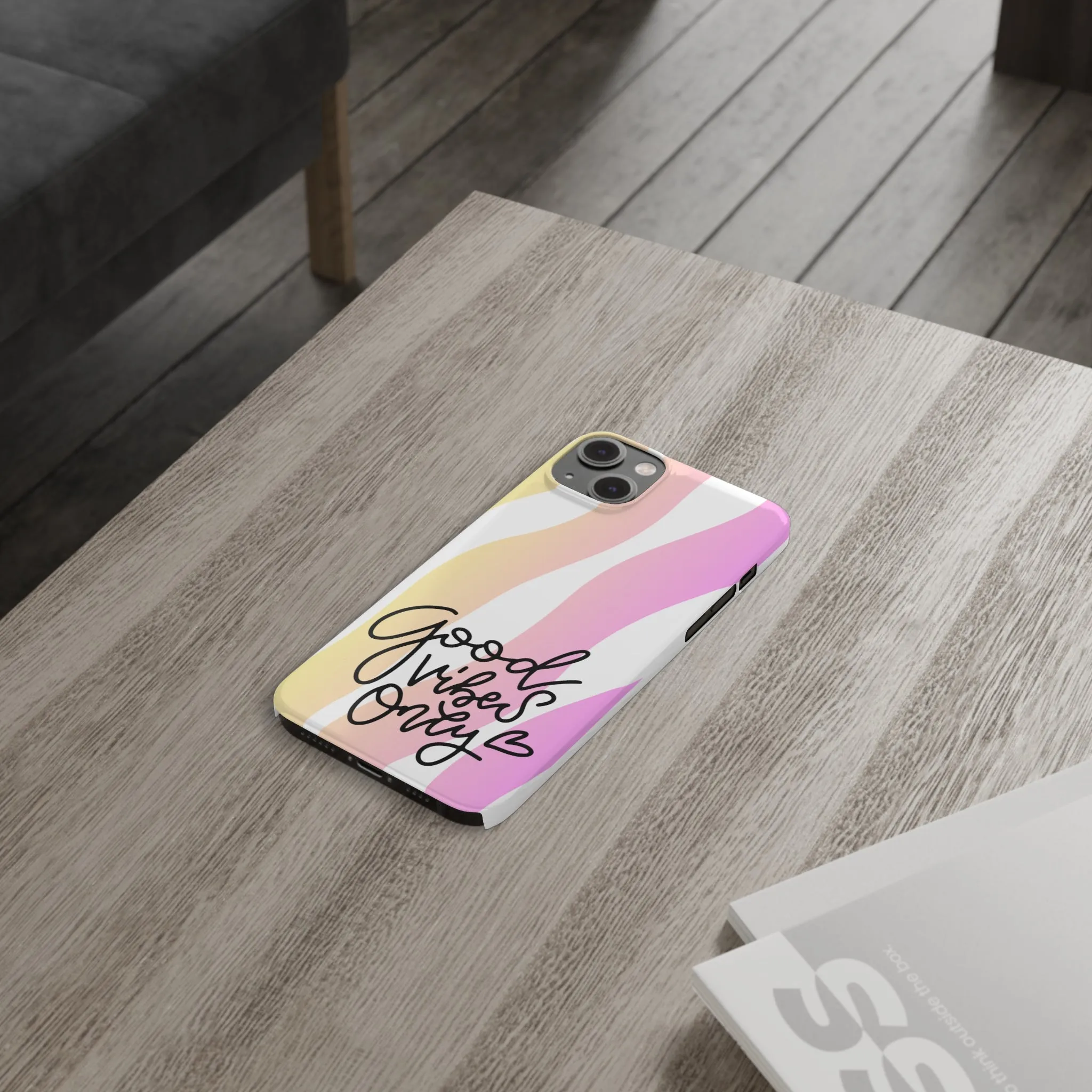 Good Vibes Only Pink Zebra iPhone Case - Stylish and Positive Protective Cover