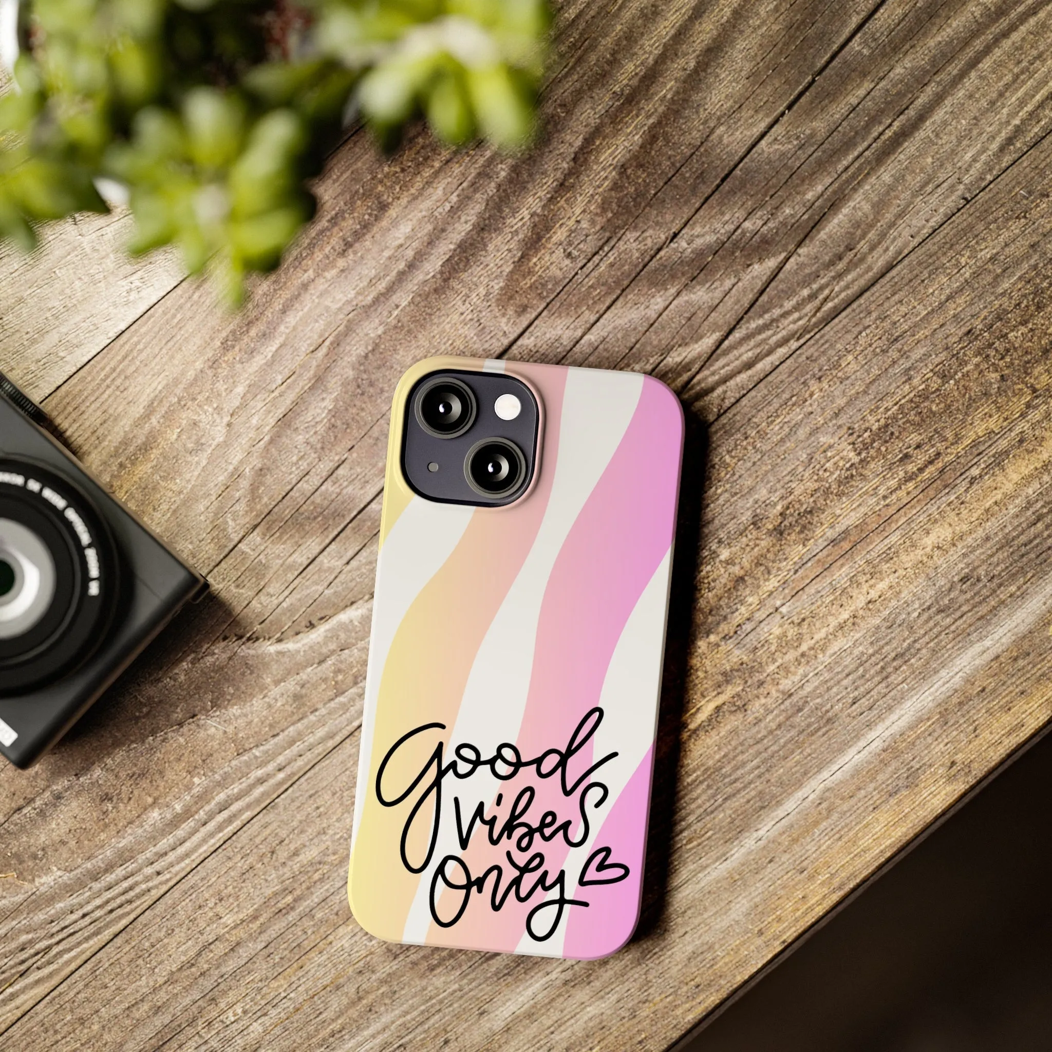 Good Vibes Only Pink Zebra iPhone Case - Stylish and Positive Protective Cover