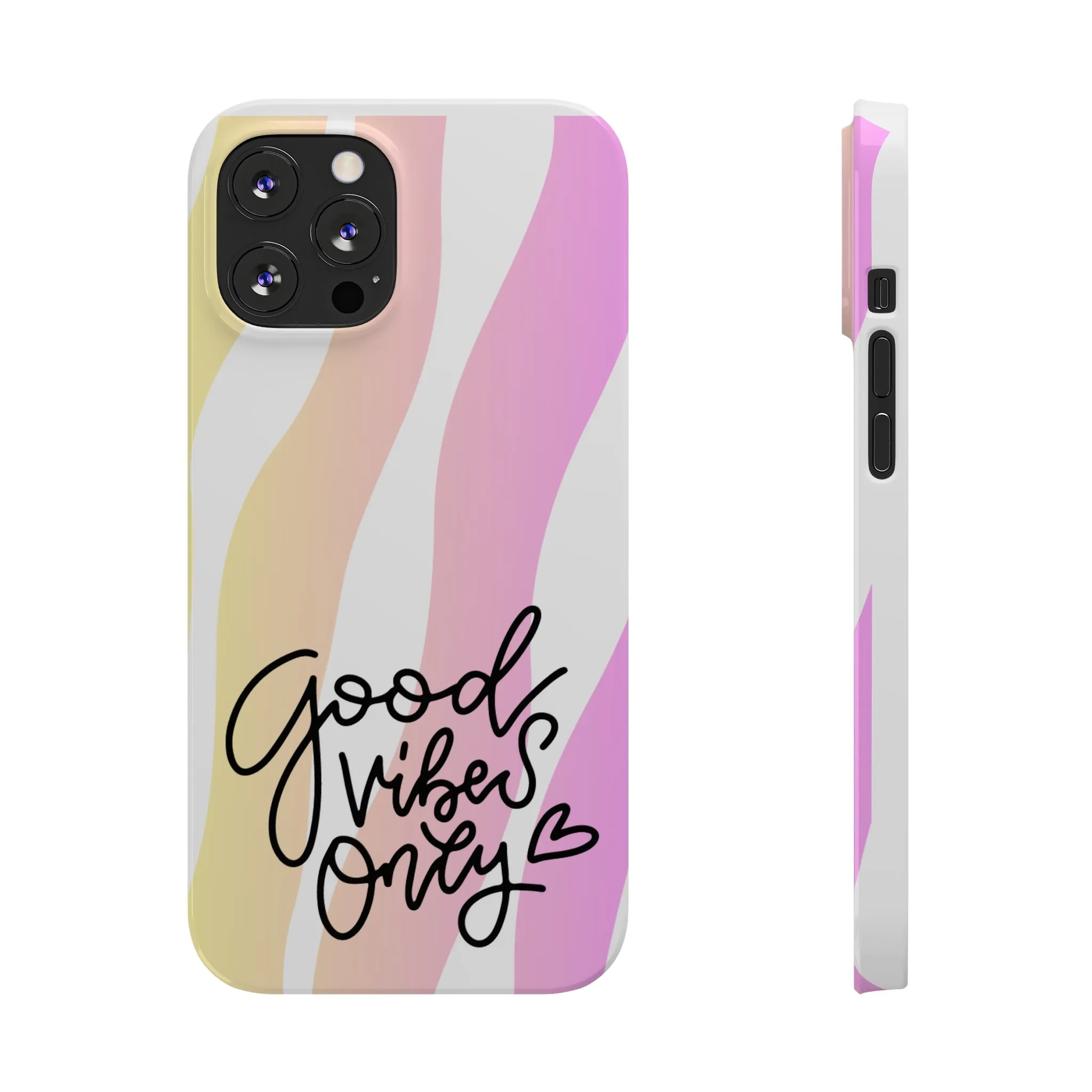 Good Vibes Only Pink Zebra iPhone Case - Stylish and Positive Protective Cover