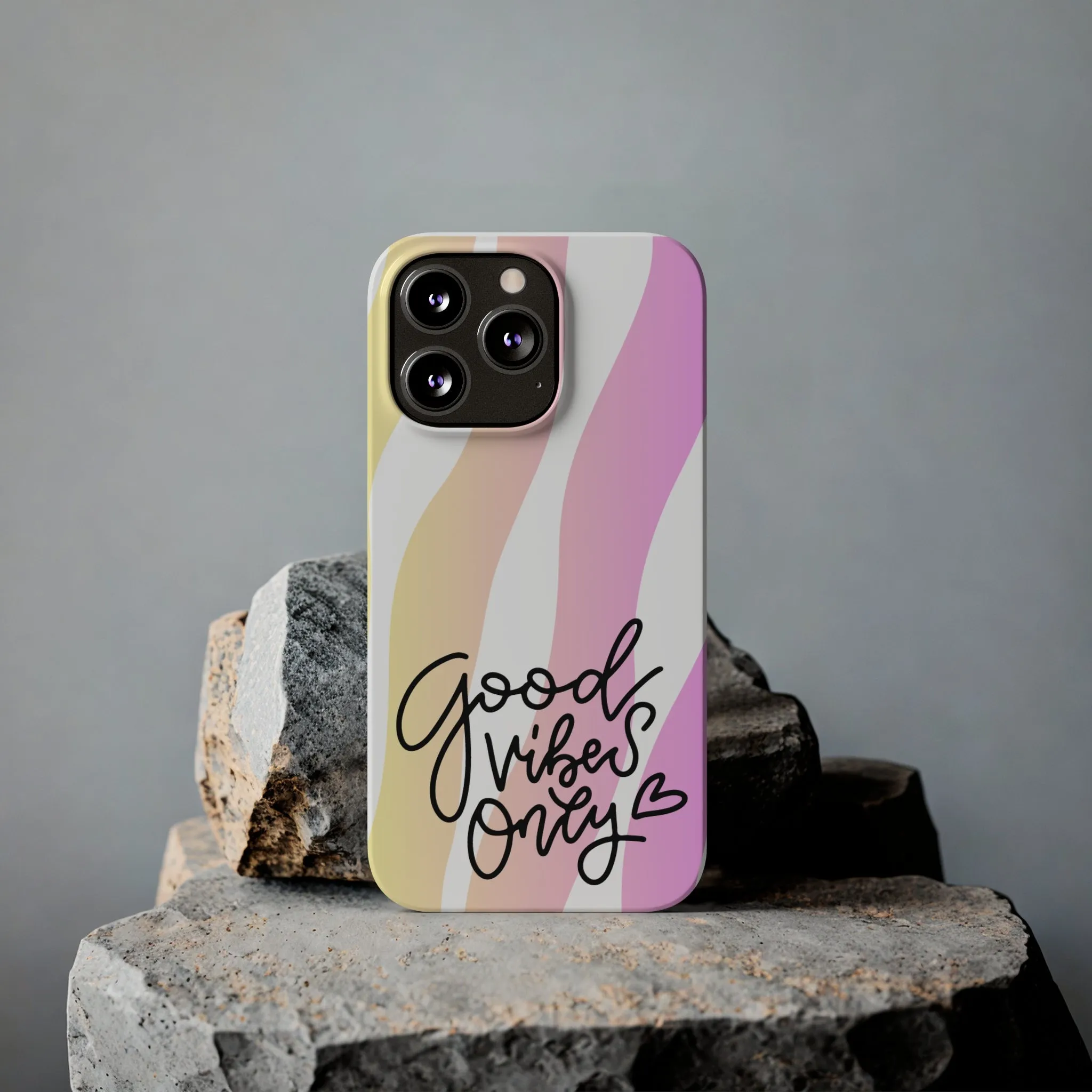 Good Vibes Only Pink Zebra iPhone Case - Stylish and Positive Protective Cover