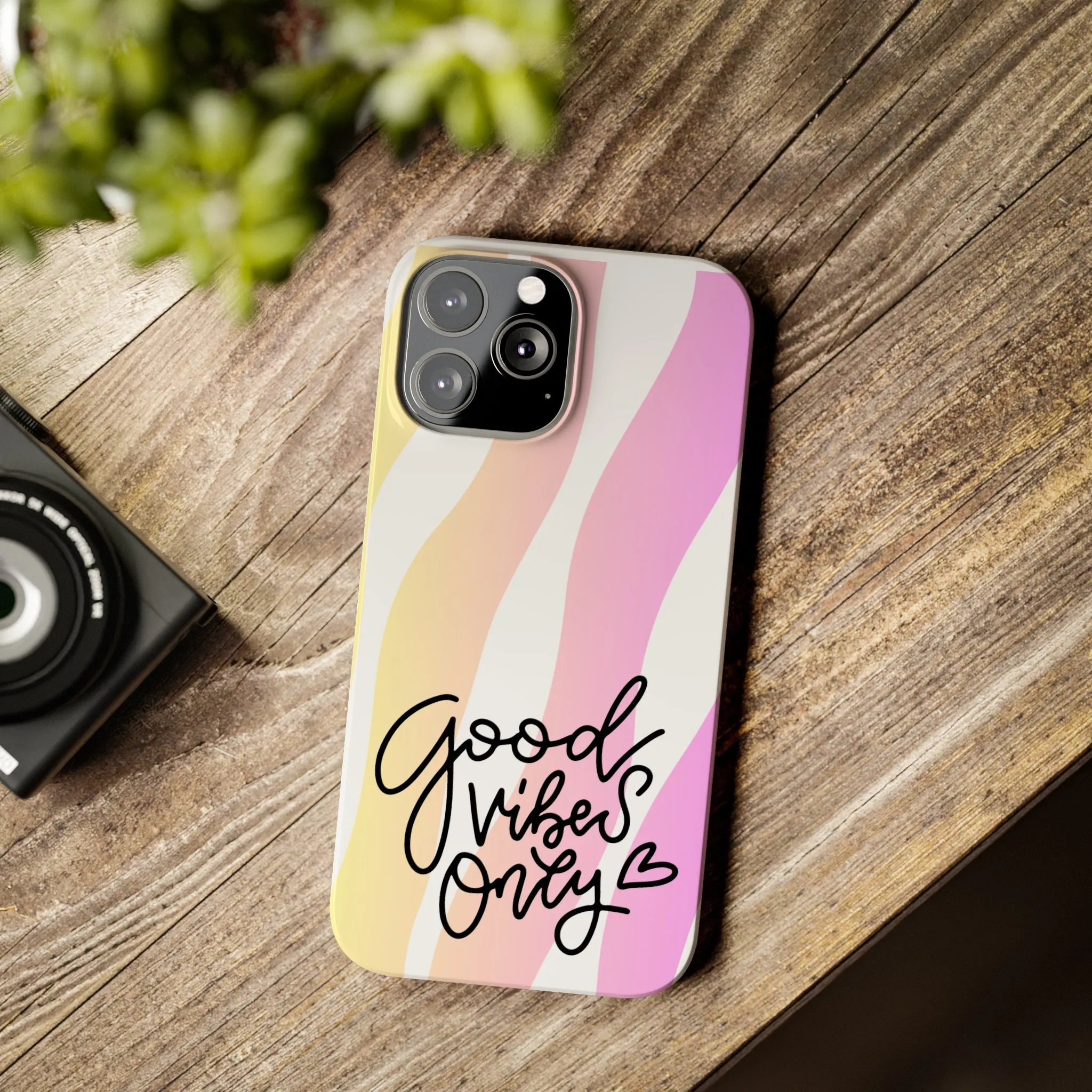 Good Vibes Only Pink Zebra iPhone Case - Stylish and Positive Protective Cover