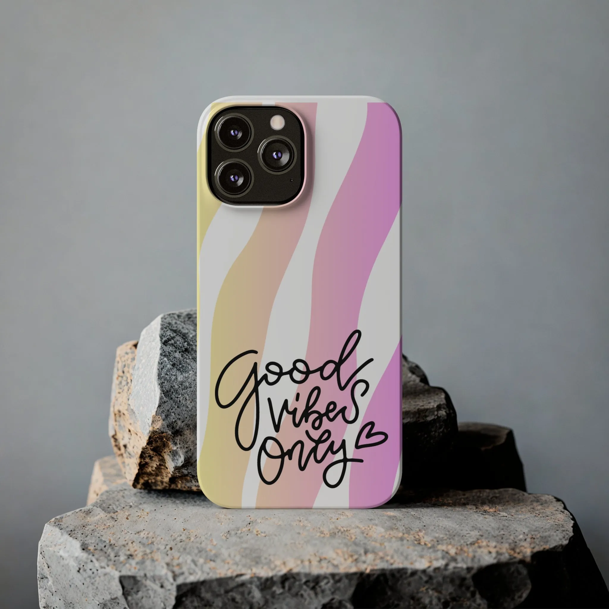 Good Vibes Only Pink Zebra iPhone Case - Stylish and Positive Protective Cover