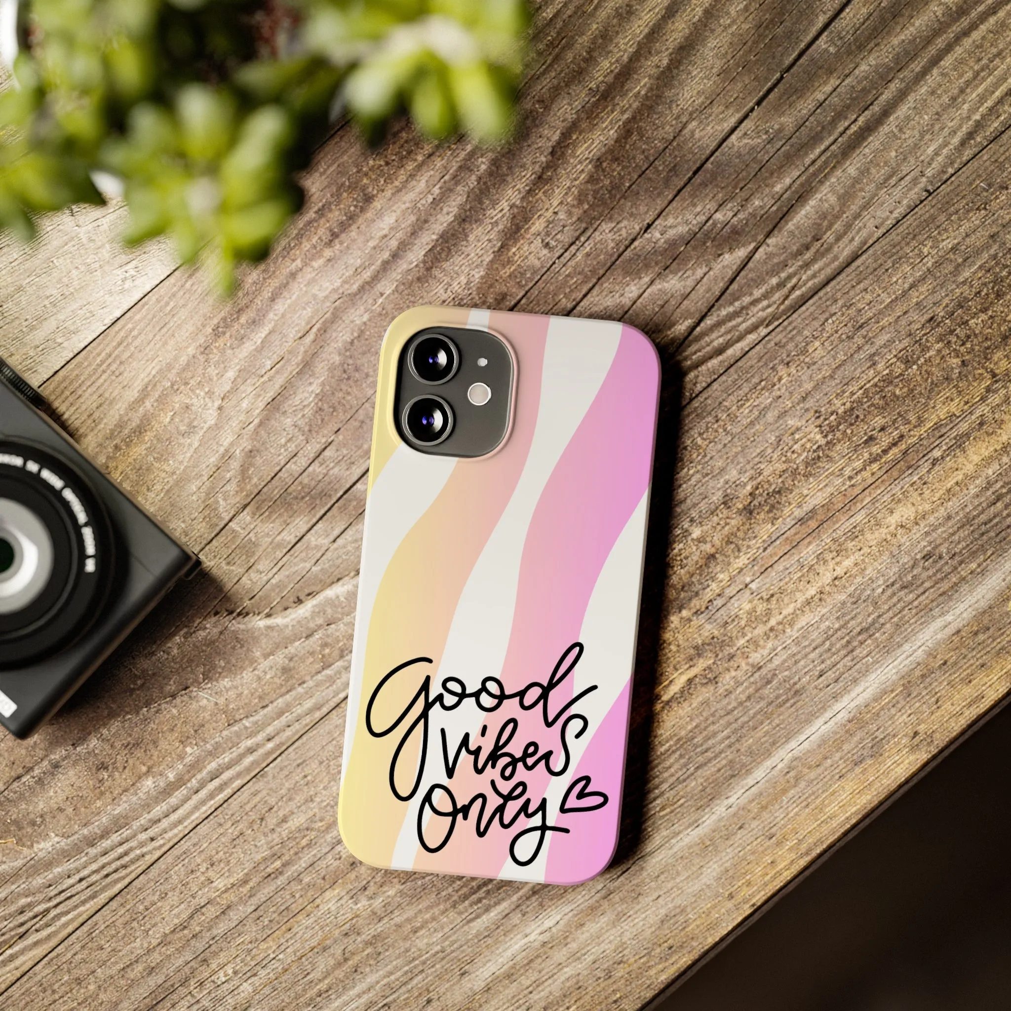 Good Vibes Only Pink Zebra iPhone Case - Stylish and Positive Protective Cover