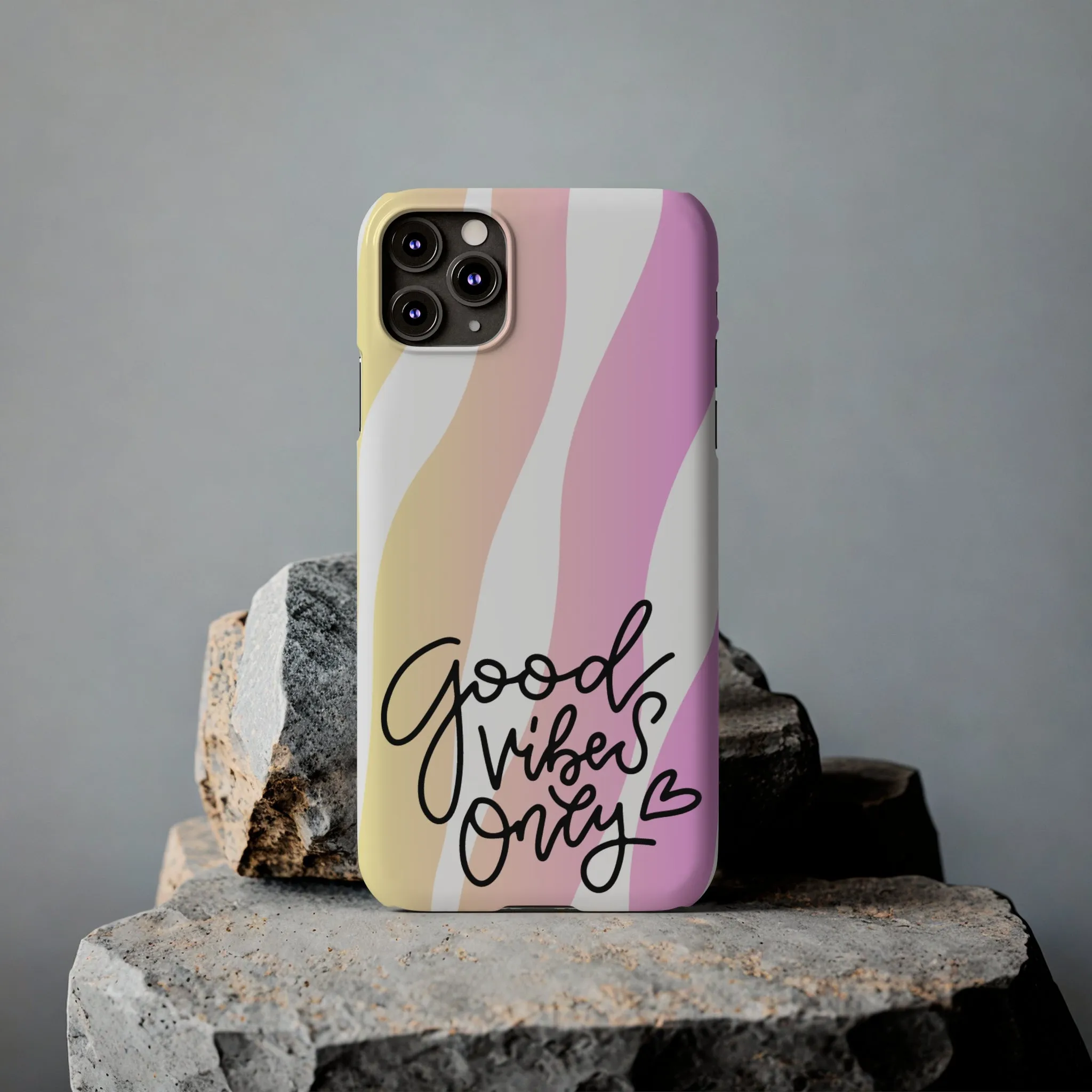 Good Vibes Only Pink Zebra iPhone Case - Stylish and Positive Protective Cover