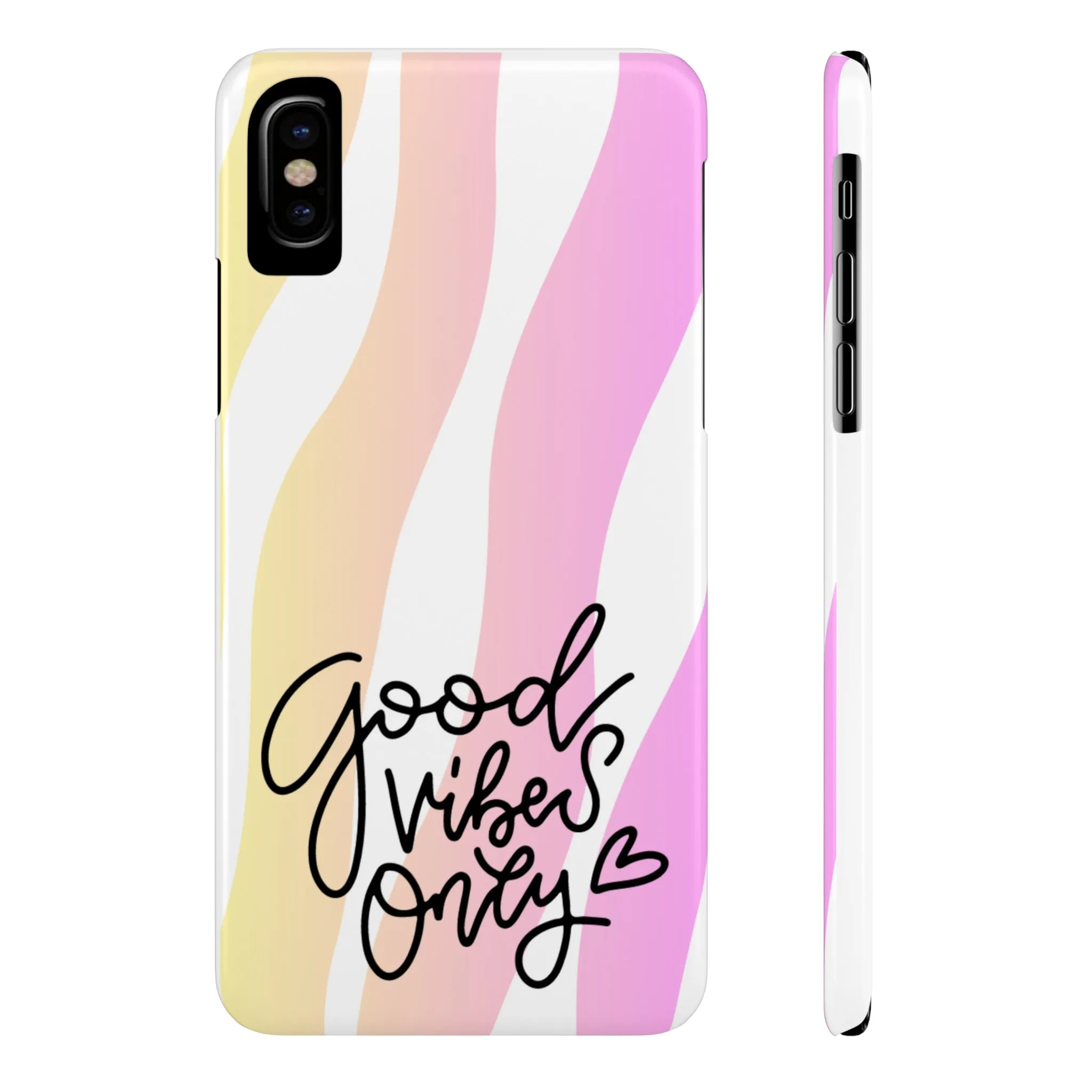 Good Vibes Only Pink Zebra iPhone Case - Stylish and Positive Protective Cover